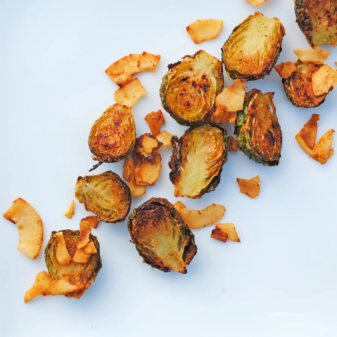 Roasted Brussels Sprouts & Coconut Flakes