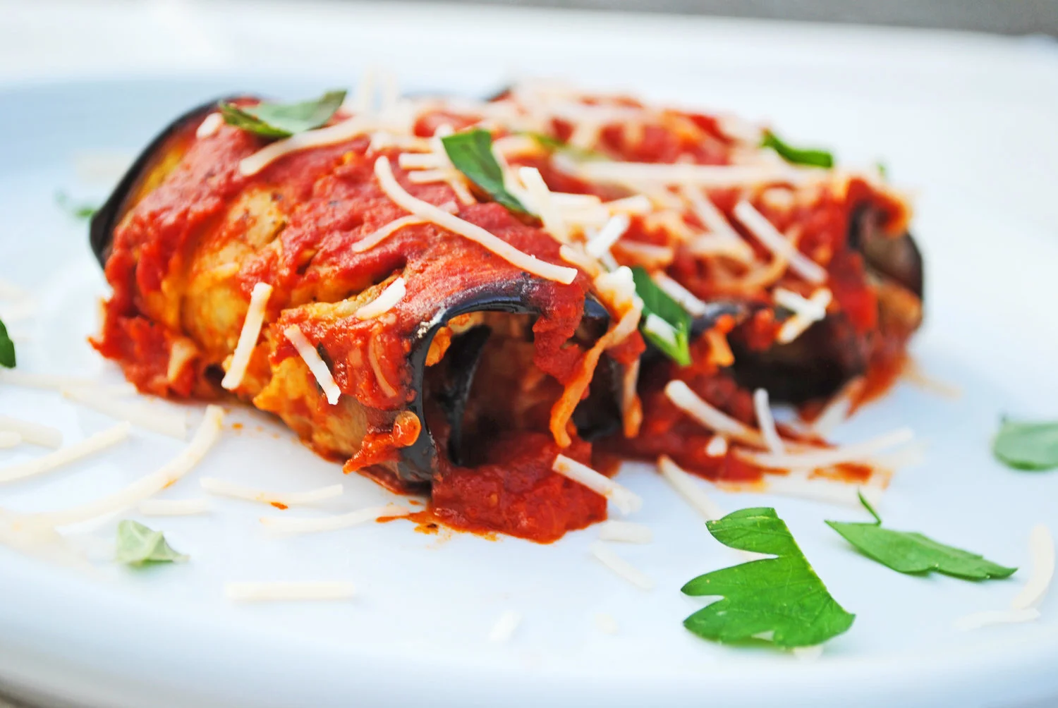 Eggplant Rollatini with Tofu Basil Ricotta 
