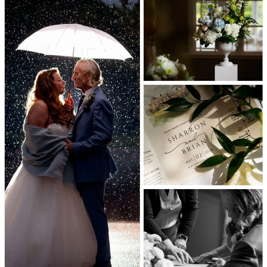 A little rain, a lot of laughter, and all the love. ✨❤️

Sharron and Brian's beautiful early May wedding brought sunshine, showers and unforgettable moments to the venue. From sparkler celebrations and umbrella portraits to elegant florals and garden