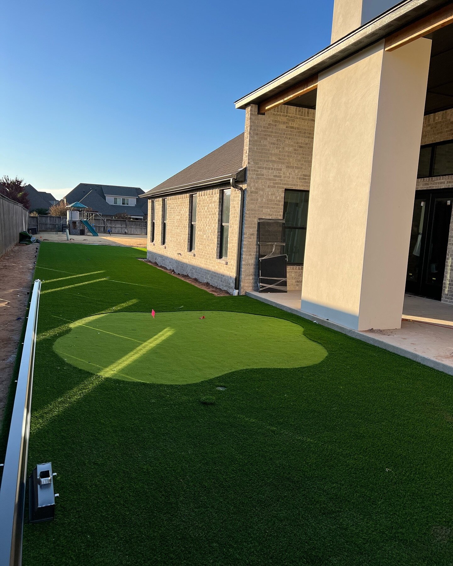 We&rsquo;ve got very cool back yard in the works here. 
&bull;
&bull;
&bull;
#customhome #customhomebuilder #puttinggreen #landscapedesign #backyard 
#chasseurhomes