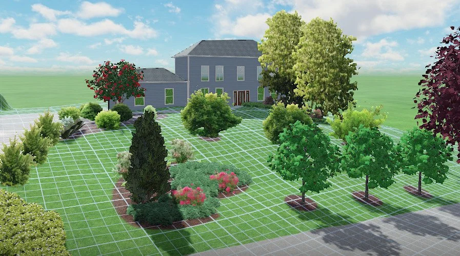 An edible landscape we had the pleasure of working on this fall.

A sloping front yard with lots of lawn. We added a bunch of new garden beds &amp; put in two persimmon trees, a peach tree, three Rainier cherries (a client favorite), three pomegranat