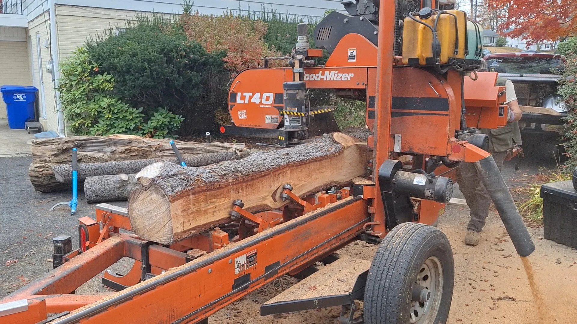 Proof-of-concept project at headquarters. 

We hired a tree company last spring to cut down two trees - an Atlantic Cedar to allow new solar panels to receive maximum solar exposure &amp; a Black Locust which was shading the vegetable garden. Both tr