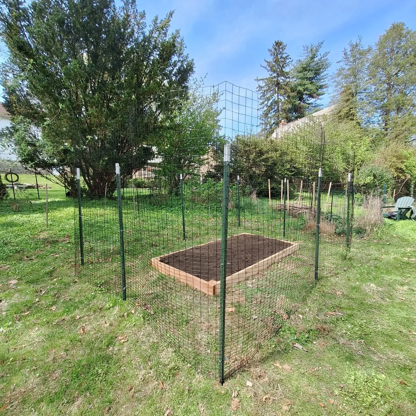 Simple can work just as well as fancy. The client wanted a new planting vegetable bed with a basic fence to keep out the deer. Excited for all the tomatoes he'll be growing this year!