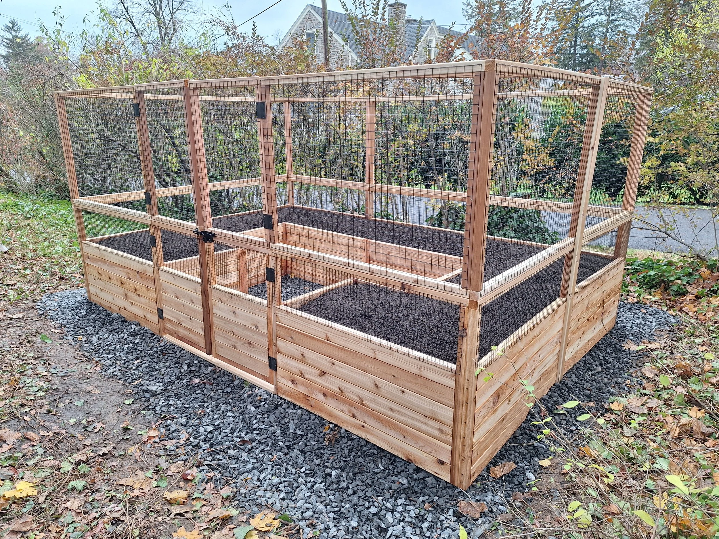 raised bed installation with fencing - Glenside, PA project