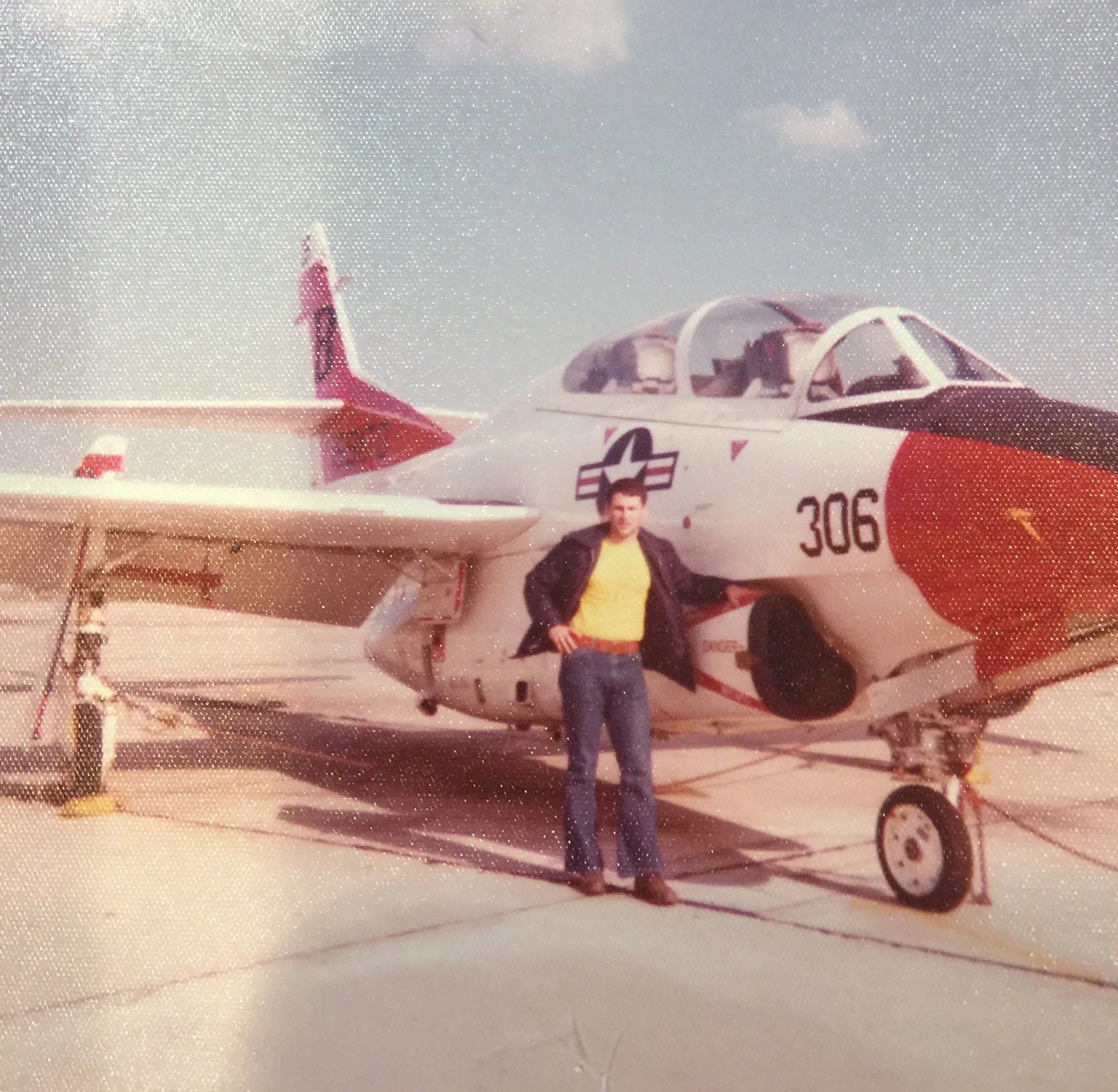 Kingsville, Texas...in front of the Basic Jet Trainer, the T-2 Buckeye. We lovingly called it "the pregnant guppy." Fantastic aircraft.