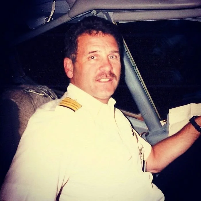 In the captain's seat of a Continental Airlines jet: circa, who knows? Sometime in the 1990s.