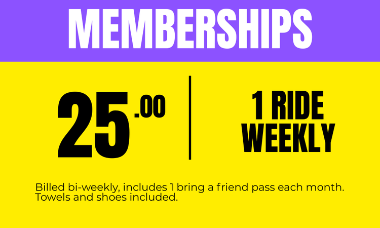 1 RIDE WEEKLY, MEMBERSHIP OPTION, $25 BILLED BIWEEKLY
