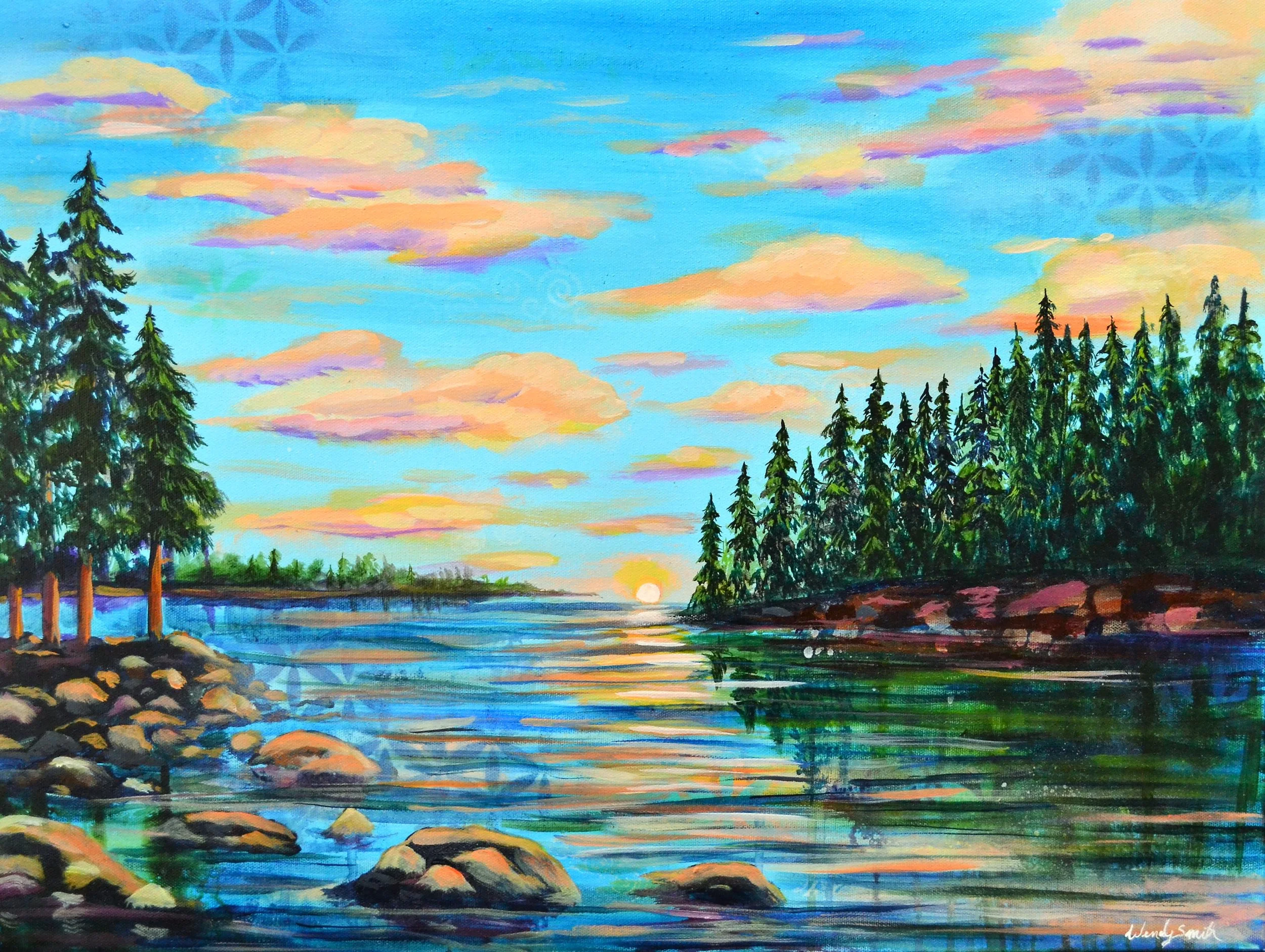 Superior Forest Lake Painting — Wendess Studio, image size:2500x1881