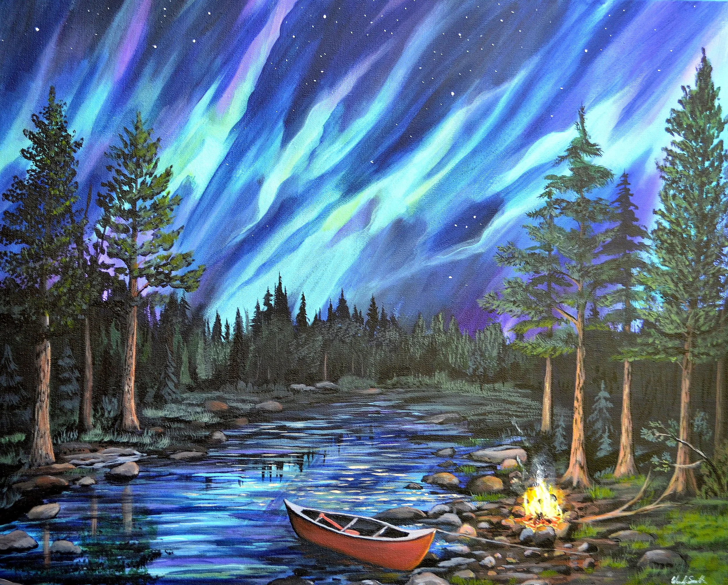 Dancing night sky  Northern lights Print