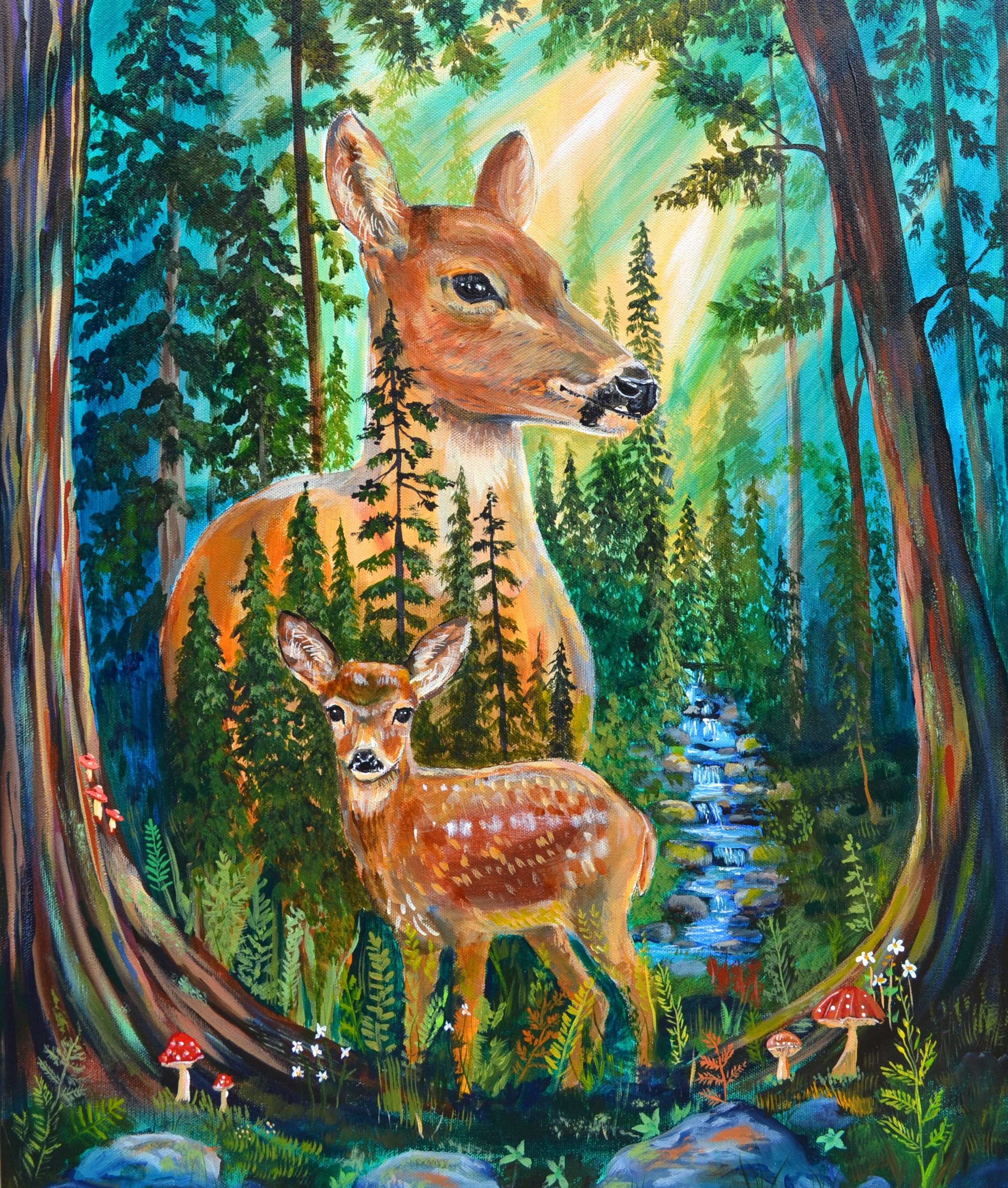 Where the Wild Grows – Deer & Fawn Fine Art Print