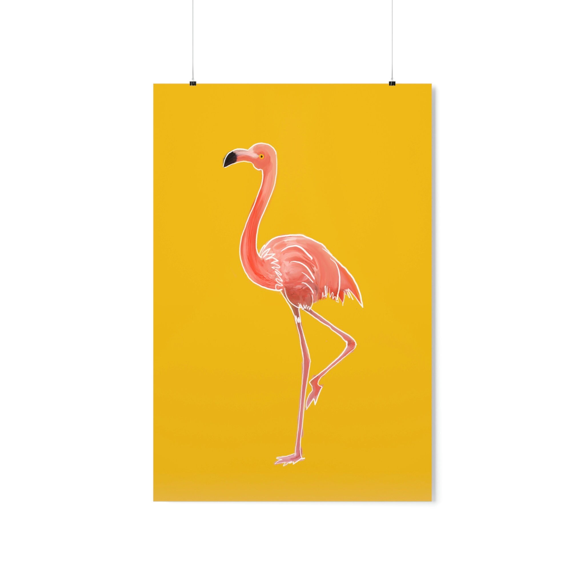 Pink Flamingo-Yellow Version - Fine Art Print