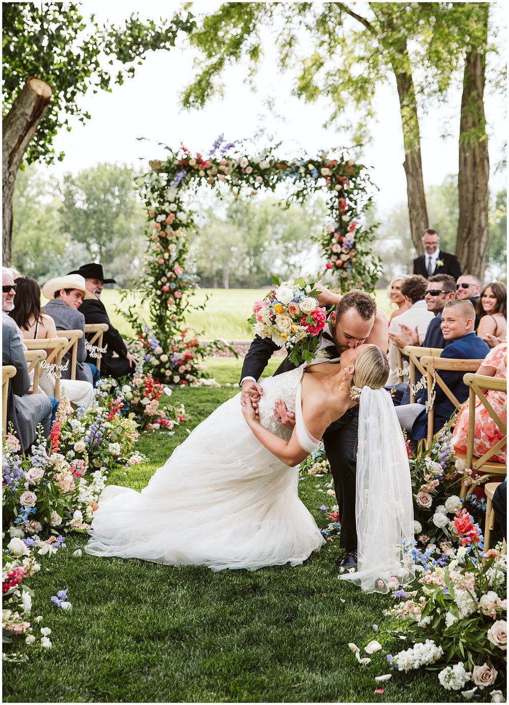 Ceremony at Colorful Spring Deer Flat Ranch Wedding by Ivory and Sage Events