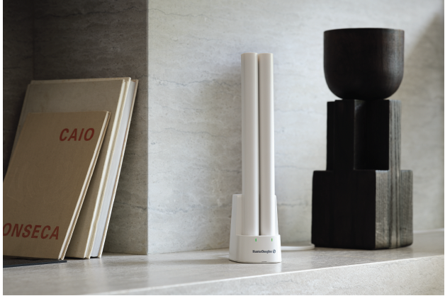 Close-up styling detail for Hunter Douglas showcasing curated home accessories, styled by Stephen Pappas Interiors