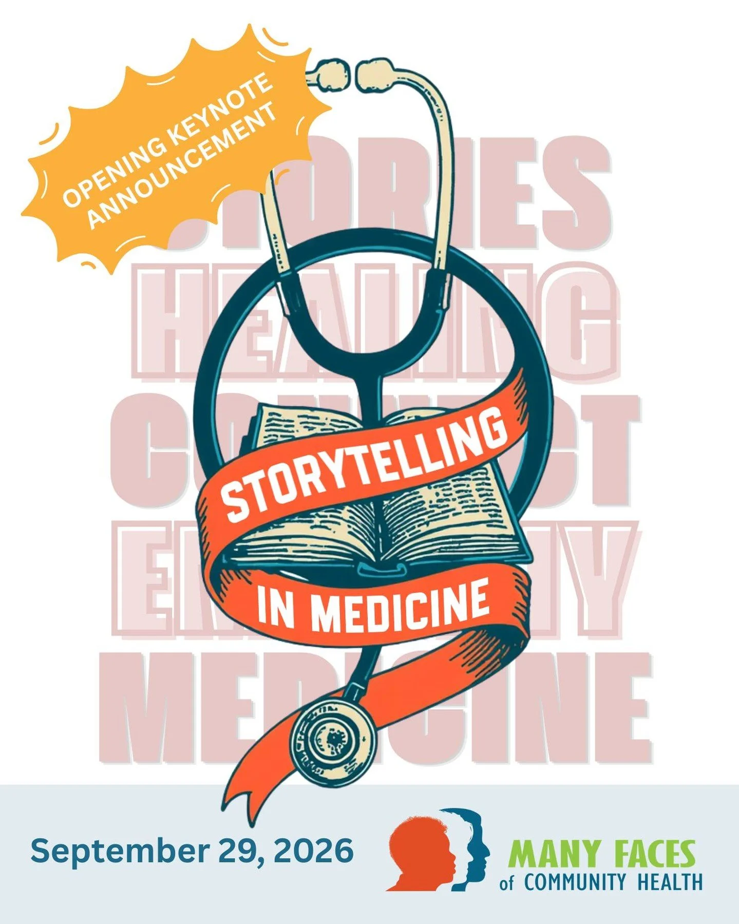 We are thrilled to announce our Opening Keynote for this year&rsquo;s Many Faces of Community Health Conference!

Join us for &ldquo;Storytelling in Medicine,&rdquo; presented by the Center for the Art of Medicine (CFAM) at the University of Minnesot