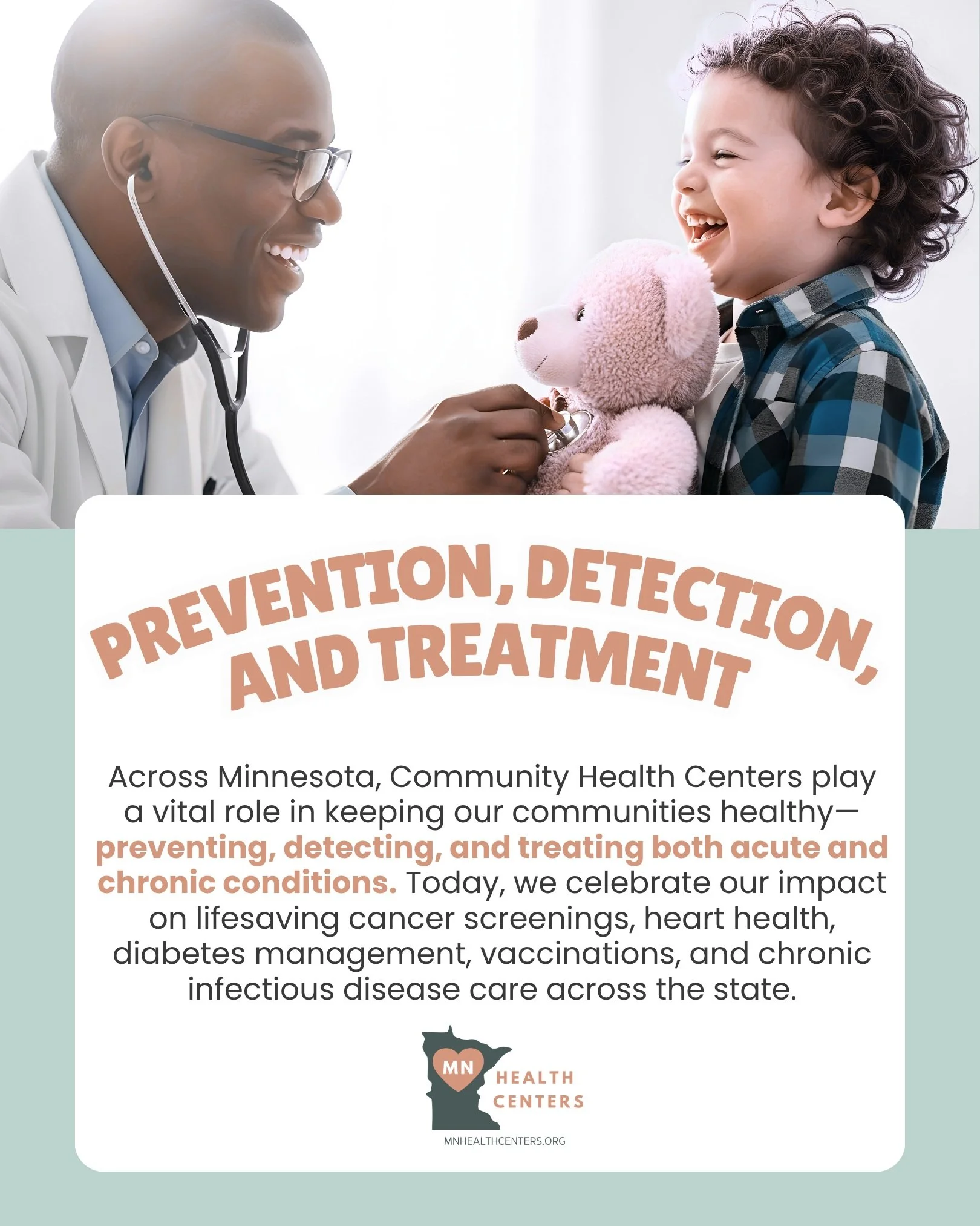 From prevention to treatment, Health Centers are here to keep our communities healthy and thriving every day!

Some of our key partners in this work include @americancancersociety @americancancer, @mnhealth, @american_heart @heartassocmn