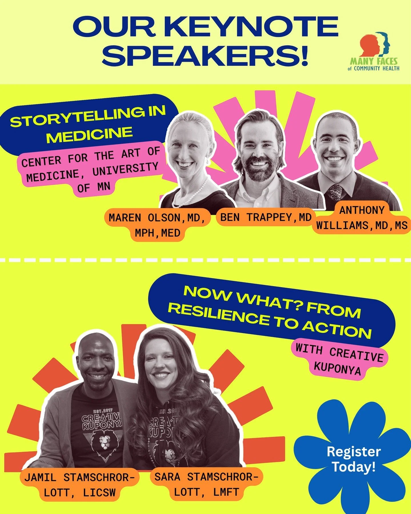 The conference is only 12 days away! You do NOT want to miss these incredible keynote speakers! Register TODAY!

#manyfacesconference #healthcareconference #communityhealth #keynotespeakers @mnhealth