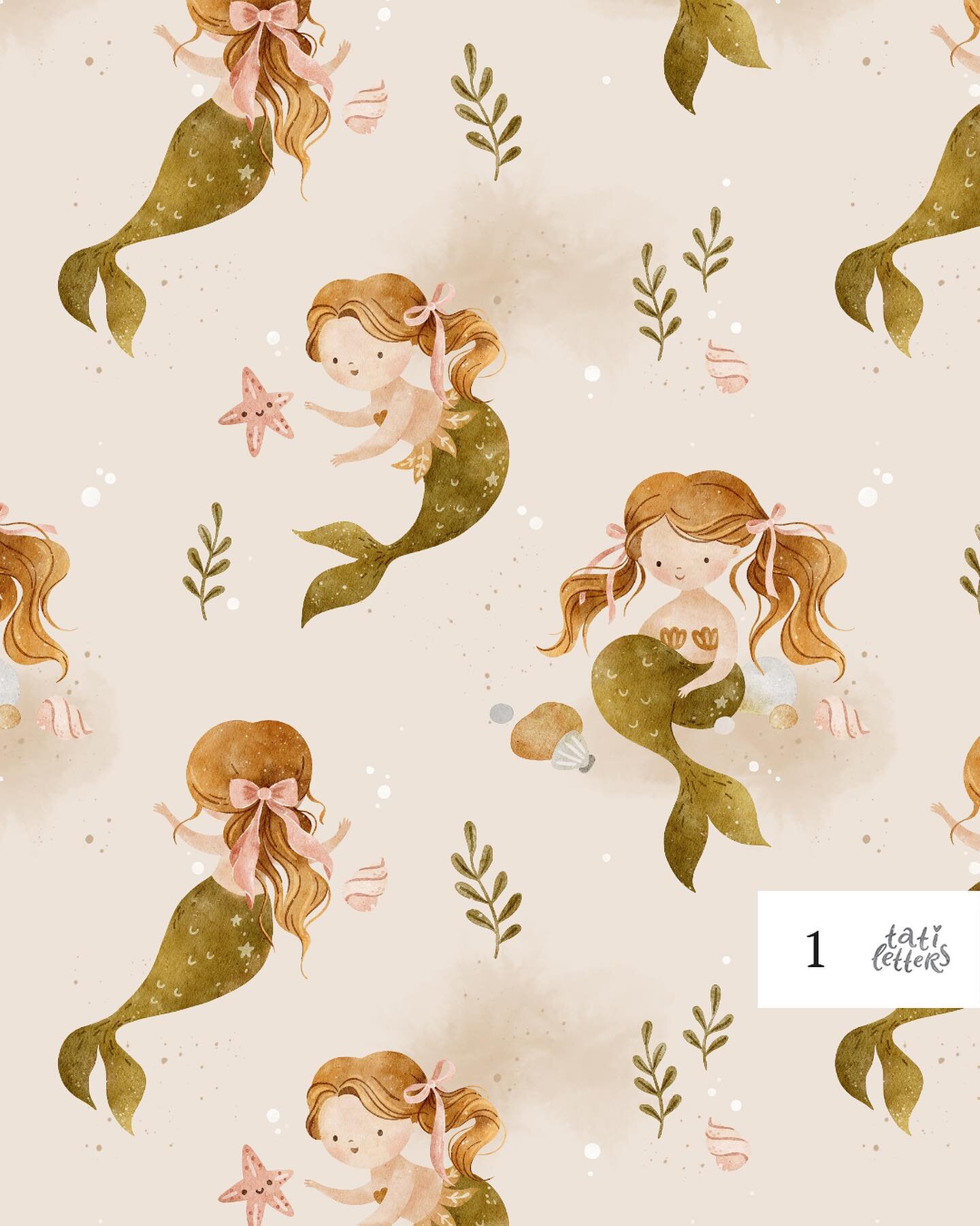 Little Mermaid 🌊 Exclusive seamless pattern
🖤 Comment to claim for colour
&euro;40 per exclusive colourway:
⠀
01 
02 🖤 claimed
03 
04 🖤 claimed
05 
06 
07 
08 
⠀
25x25 cm tile, JPEG 300dpi
Background color can be tweaked
Clipart &euro;15

Payment