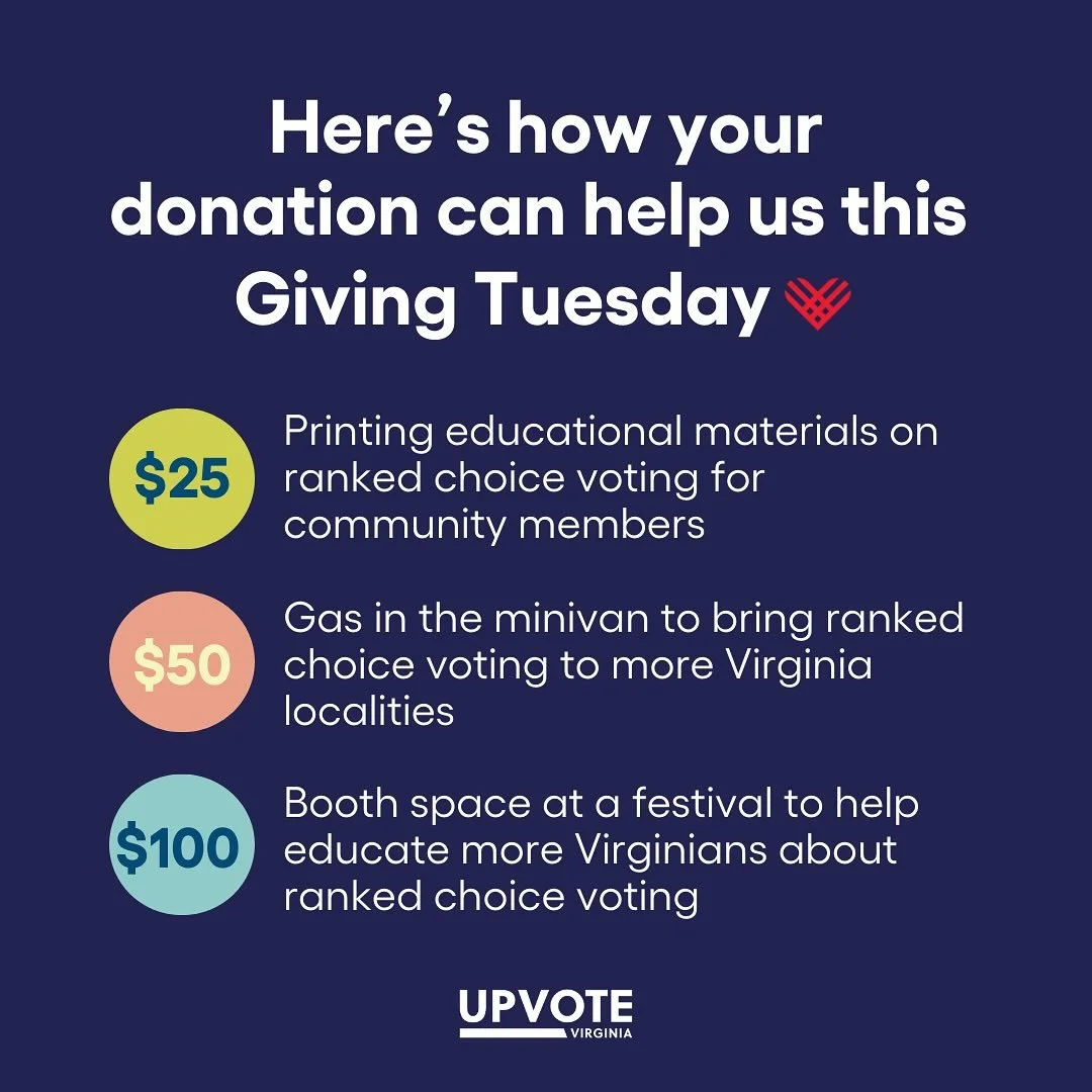 #GivingTuesday is tomorrow! Every dollar donated to UpVote VA goes directly toward strengthening Virginia&rsquo;s democracy and working for a system that accurately and responsively represents every Virginia voter.

Give today at upvoteva.org/donate