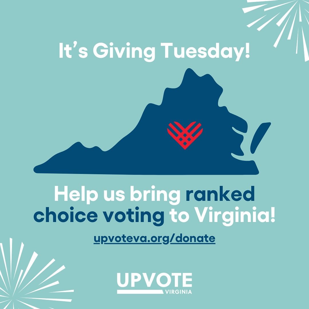 It&rsquo;s #GivingTuesday!

Help us reach our goal of 100 donors today! We&rsquo;re working to build a stronger democracy in #Virginia through #RankedChoiceVoting ✅

Contribute to our work today at upvoteva.org/donate