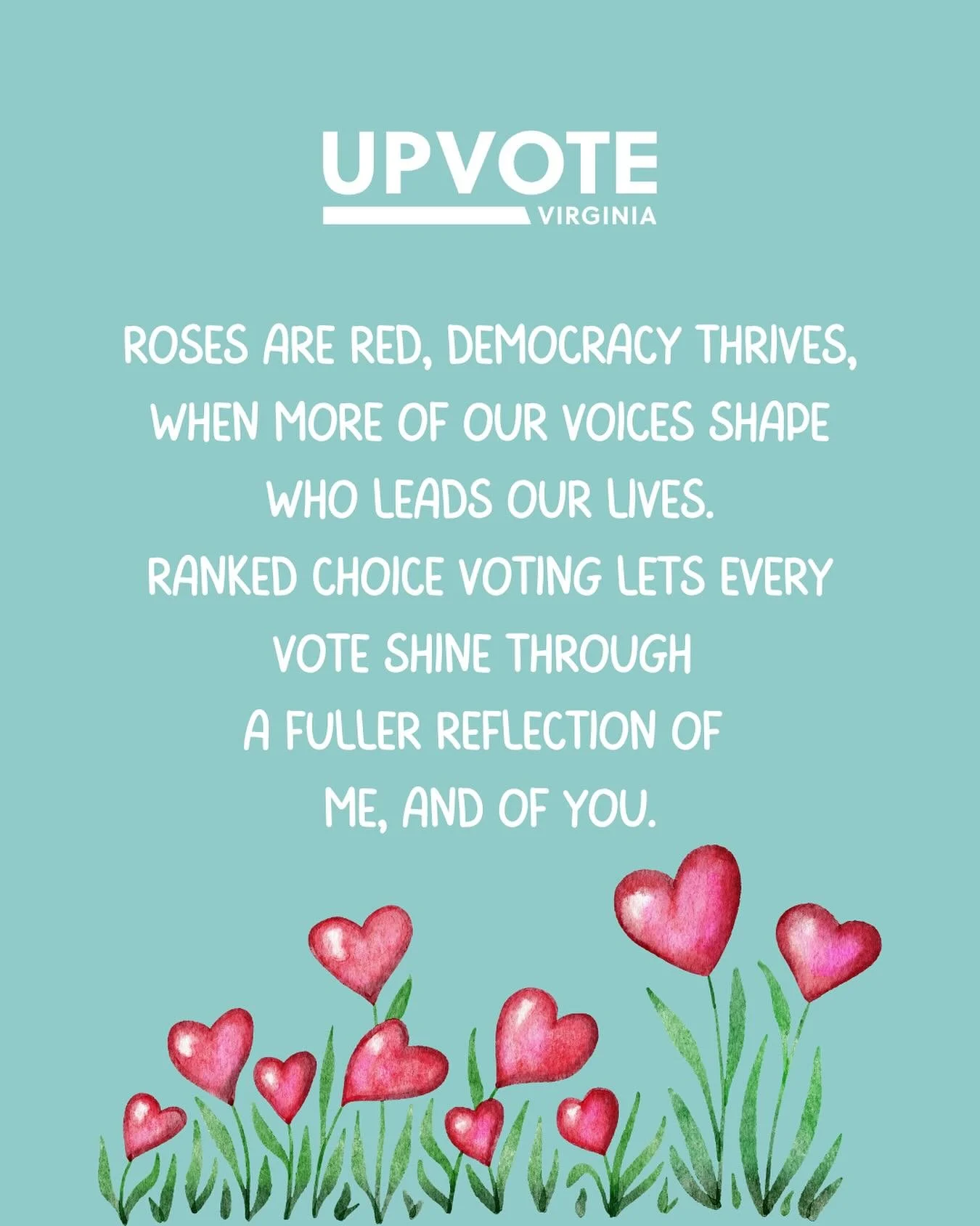Happy Valentine&rsquo;s Day, from your friends at UpVote VA! 💕

#RankedChoiceVoting #RCV #democracy #democracyreform