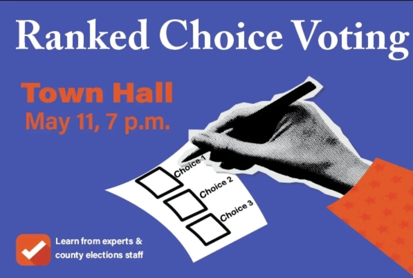 On Monday evening, we will join a town hall with Hunter Mill, Supervisor Walter Alcorn, and Arlington Director of Elections Gretchen Reinemeyer to talk about #RCV and what it could look like in Fairfax County!

This event is free and open to the publ