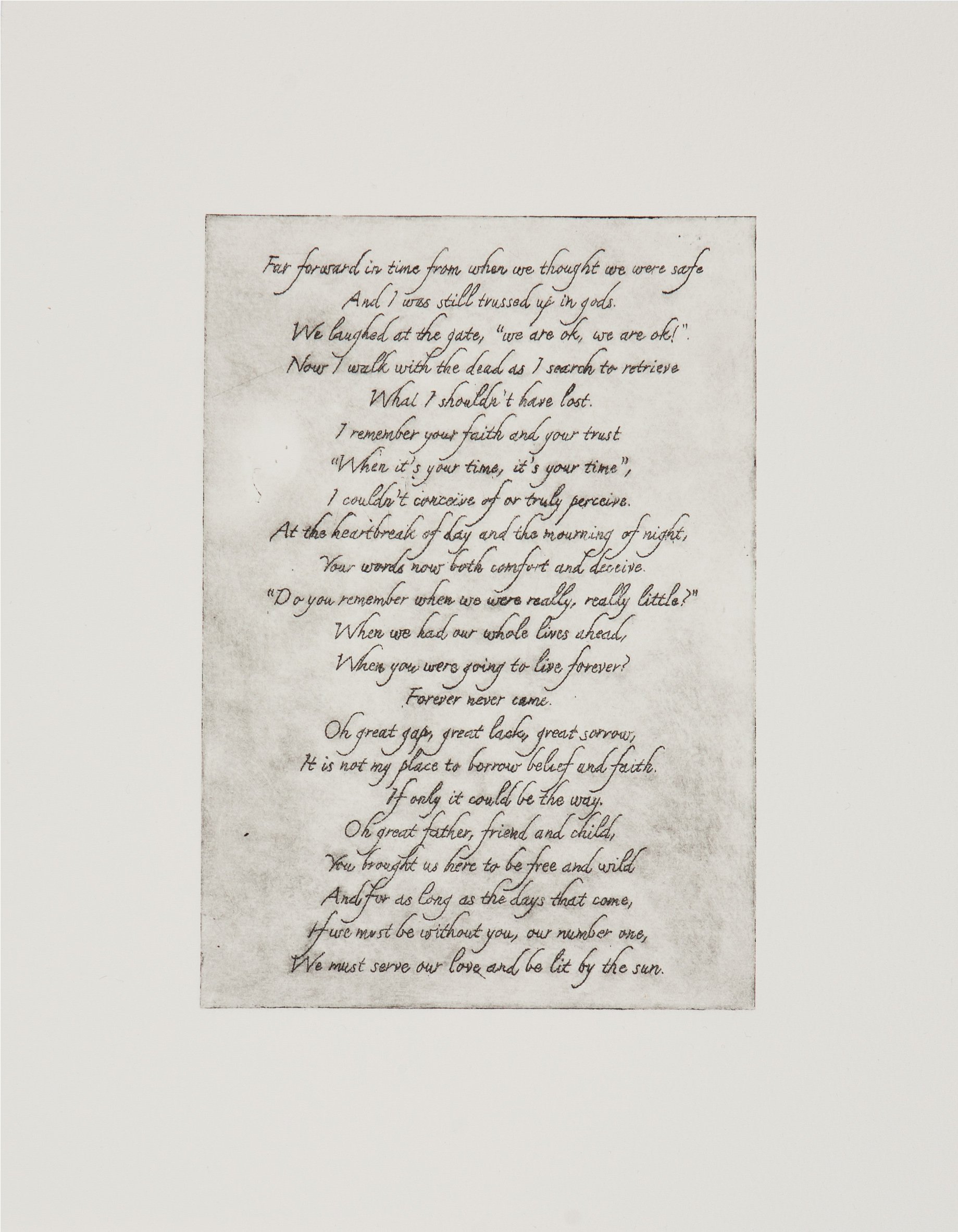   From The Book of Instant Knowledge; Mourning Poem  , 2008, etching 