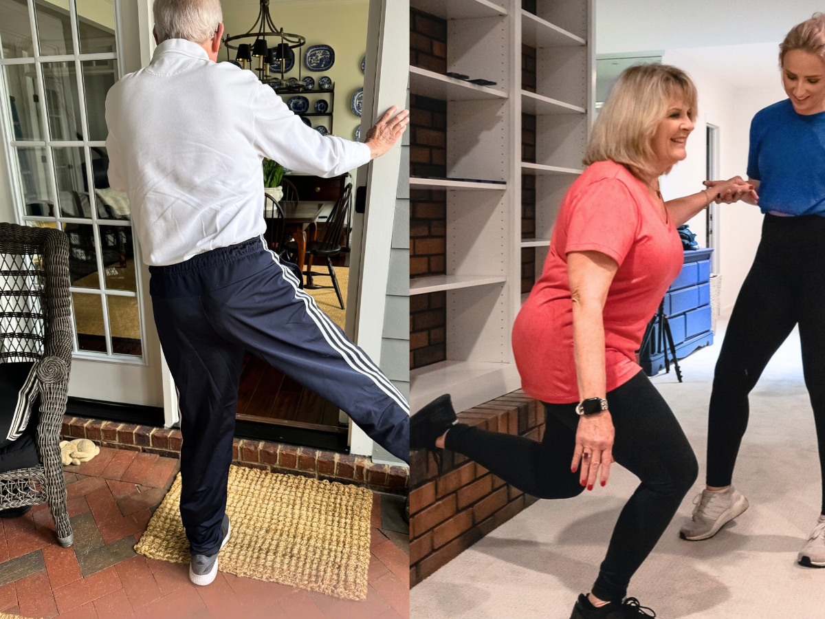 Older adults performing exercises during a HOMEFIT personal training session