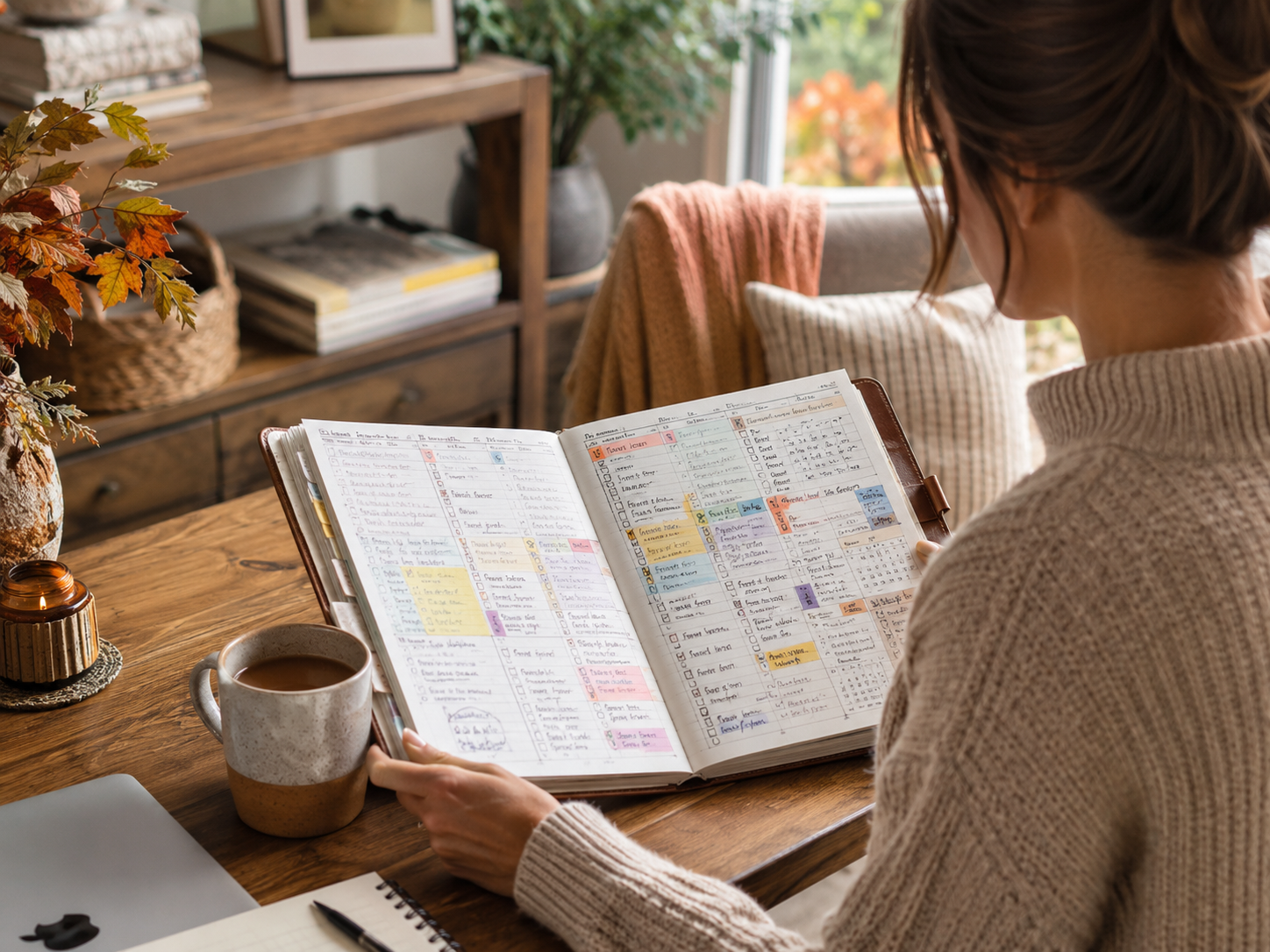 Busy fall planner filled with work, family and daily activities, highlighting the challenge of fitting exercise into a full schedule.