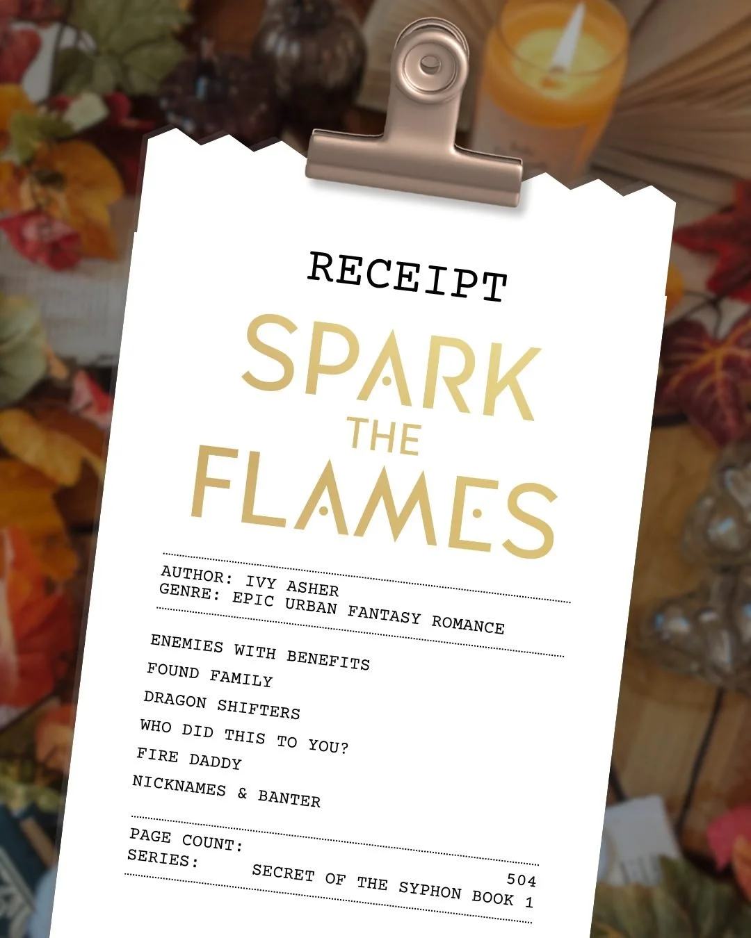 What trope have you been loving lately?! 
If you're new here, Spark the Flames is an enemies with benefits epic urban fantasy romance with dragon shifters, a fire daddy, a FMC out for revenge, found family, and court intrigue. 
Stay tuned for some