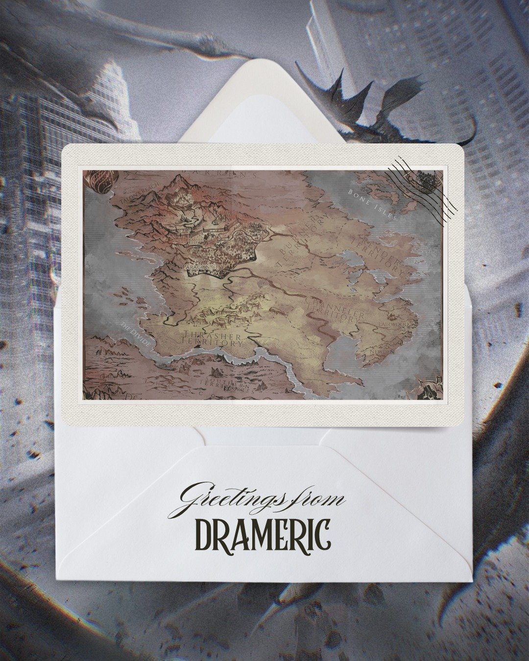 Greets from Drameric 🔥

This gorgeous map was created by @fictive.designs. 

Spark the Flames is the first book in a new urban high fantasy romance series with sizzling enemies to lovers romance, dragon shifters, fast-paced action, and an epic game 