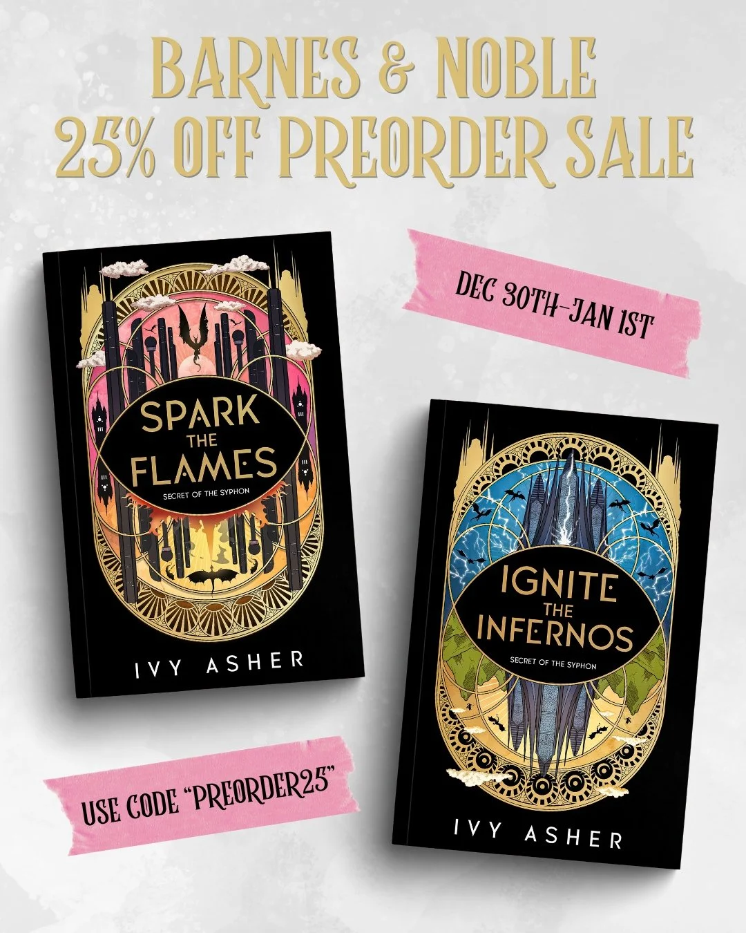 Barnes &amp; Noble is having a 25% off preorder sale through January 1st, and it includes the @podiumentertainment paperbacks of Spark the Flames and Ignite the Infernos! 

Grab it through the link in my bio! 🤗