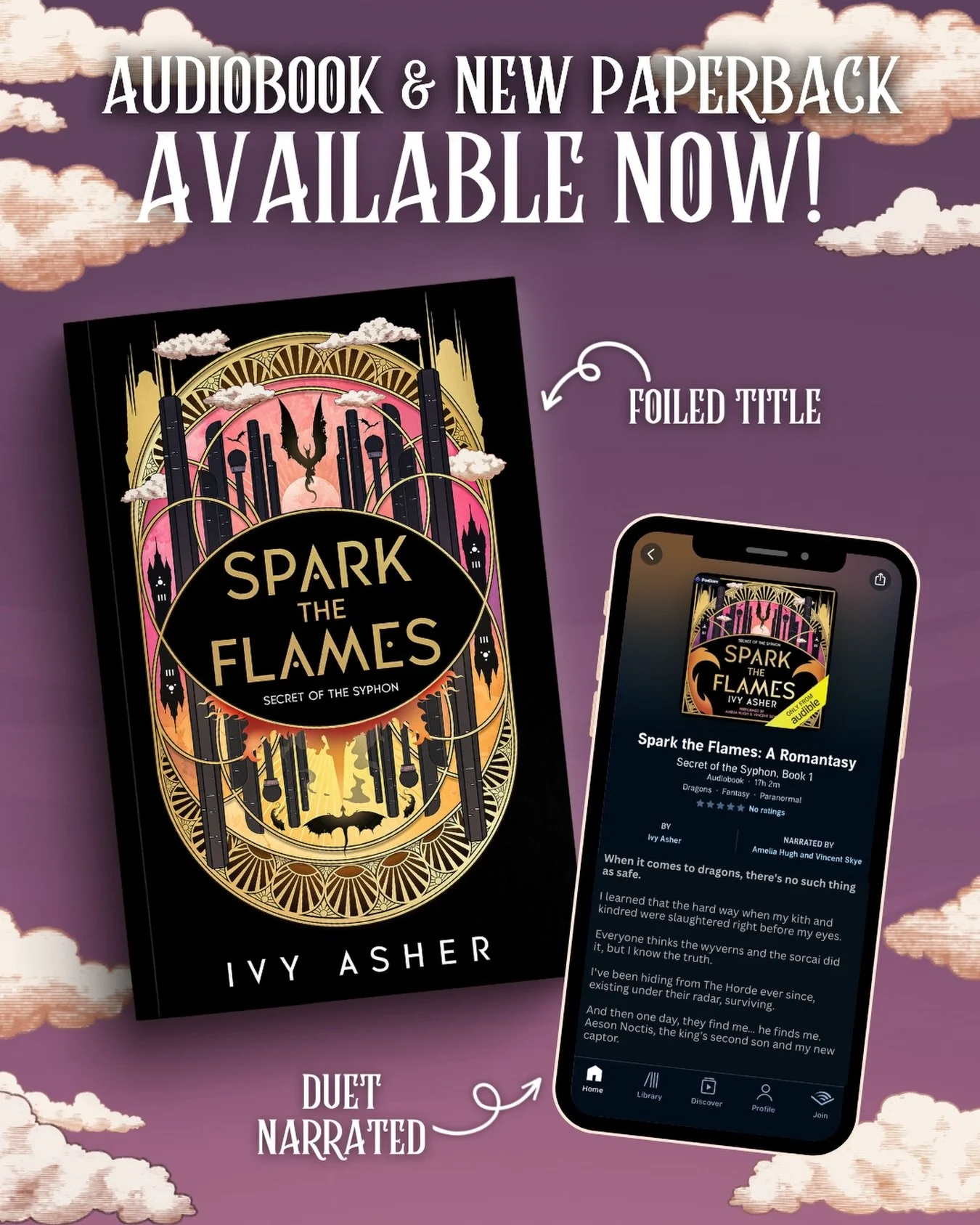 It&rsquo;s release day!!!

I&rsquo;m so excited that the new paperback of Spark the Flames and the audiobook are out today with @podiumentertainment!!!!

If you&rsquo;re new here, Spark the Flames is my urban high fantasy romance with sizzling enemie