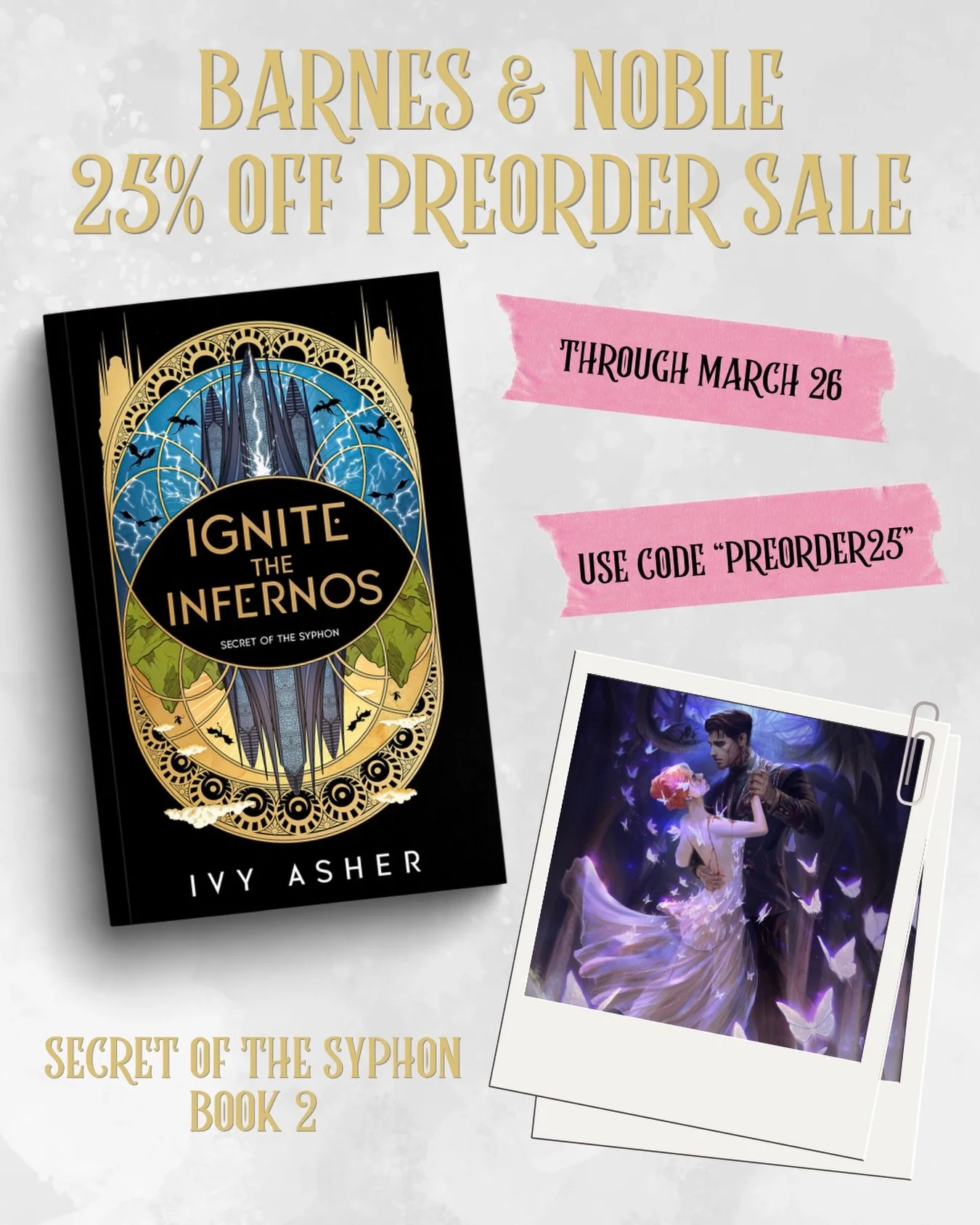 Barnes &amp; Noble is having a 25% off preorder sale through March 26, and it includes the @podiumentertainment paperback of Ignite the Infernos!

Grab it now before the sale ends 🤗