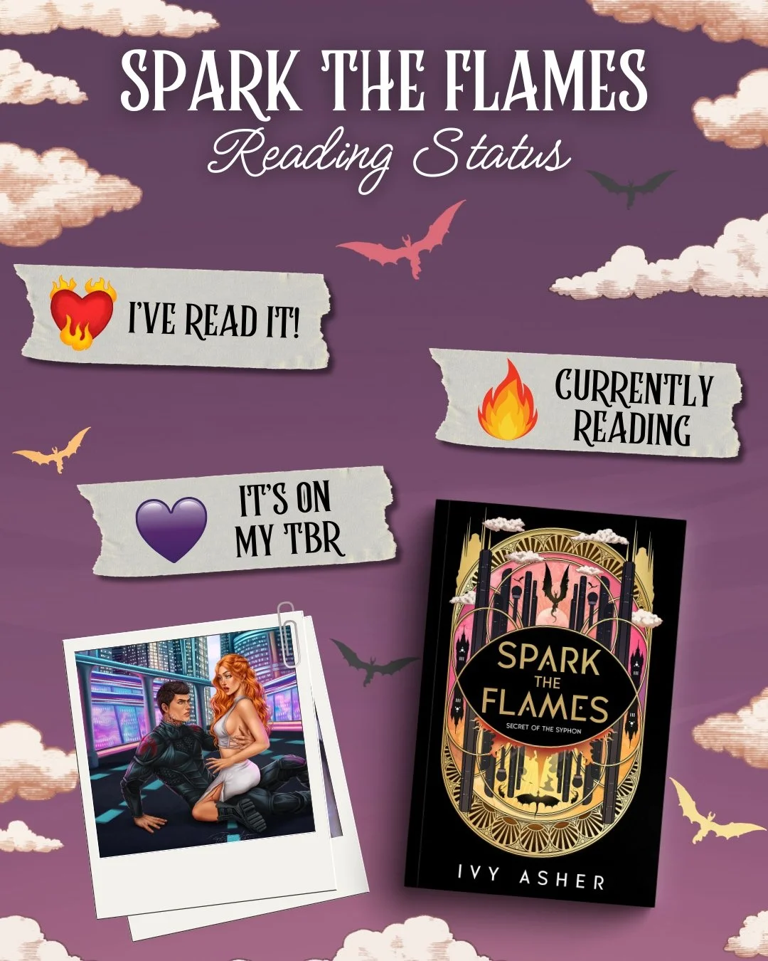 Which emoji represents your Spark the Flames reading status?!

❤️&zwj;🔥 I've read it
🔥 I'm currently reading Spark the Flames 
💜 It's on my TBR

Spark the Flames is the first book in a new romantasy series with sizzling enemies to lovers romance, 