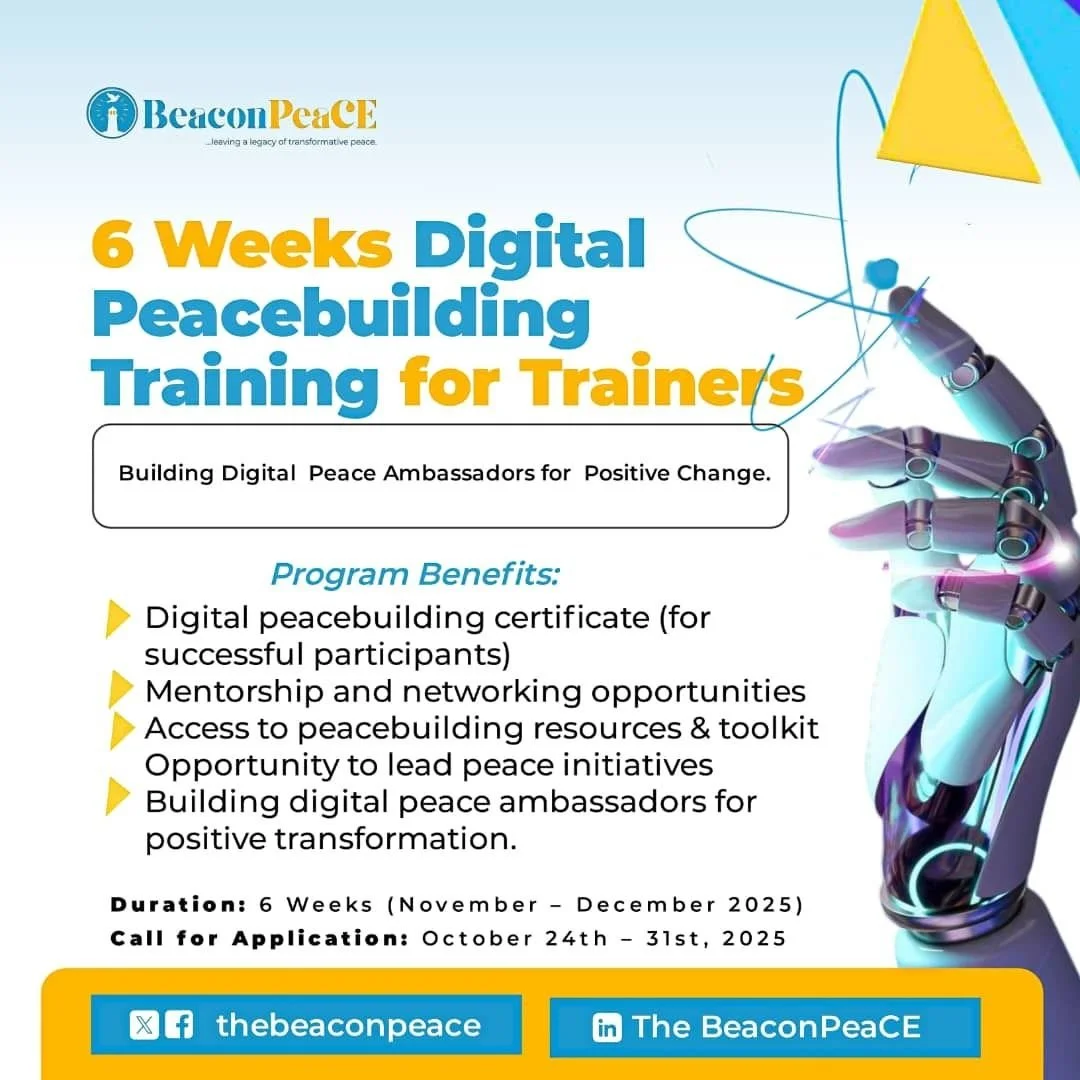 Are you passionate about peacebuilding, media, and digital advocacy? Do you want to harness the power of technology to promote peace and counter online hate and misinformation?

Then apply for the BeaconPeaCE Digital Peacebuilding Training (by 10/31!