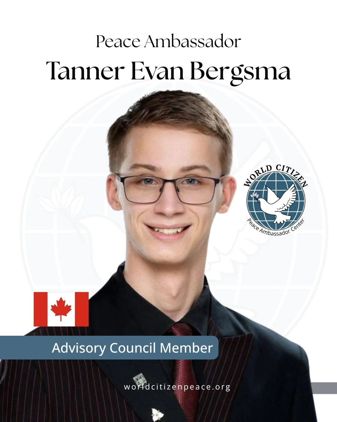 💫 Join us in appreciating Tanner Bergsma, a compelling Peace Ambassador serving on our Global Advisory Council! Tanner is a Canadian autistic international bestselling author, TEDx speaker, and youth leader advancing mental health, inclusion, and sy