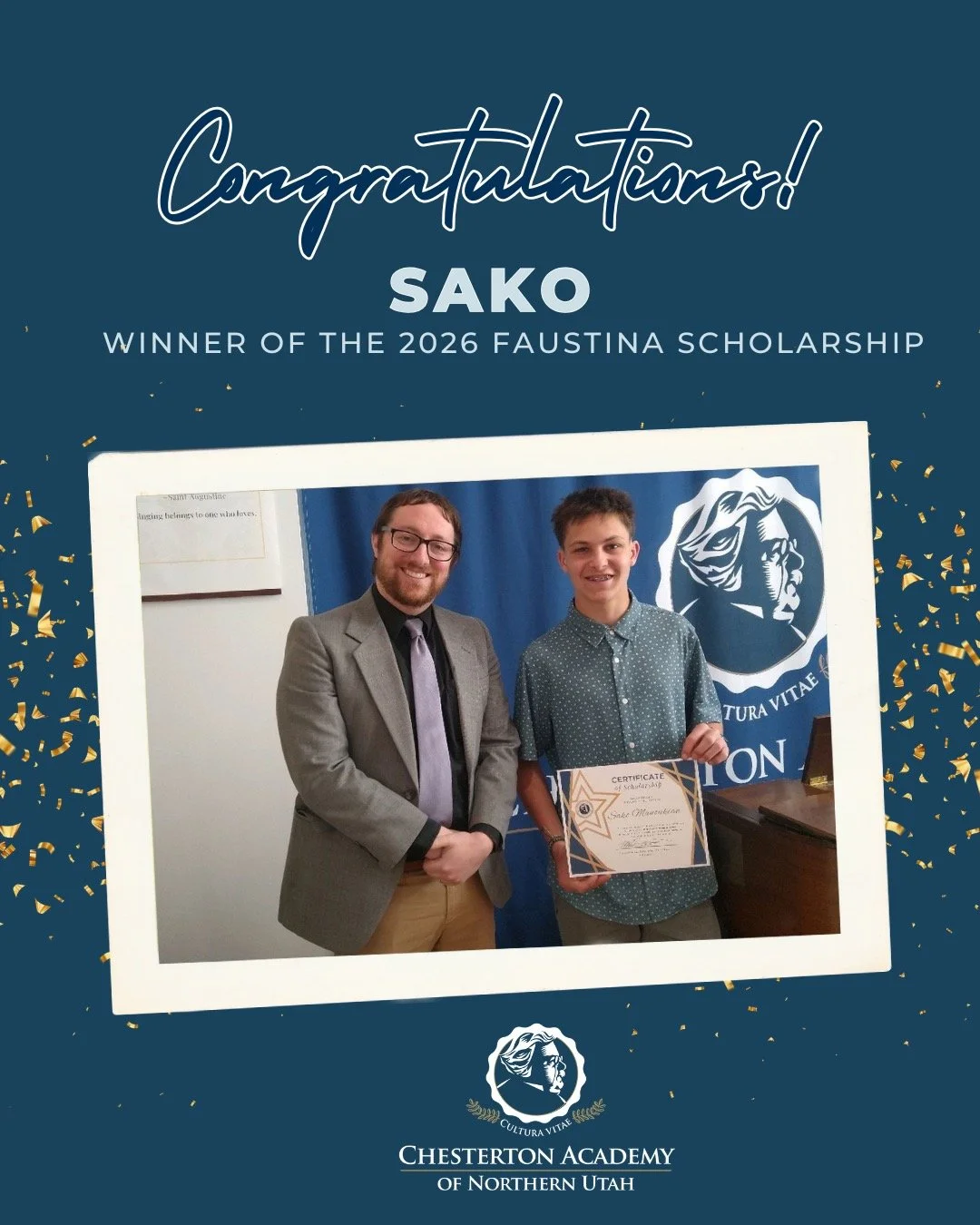 Congratulations to incoming freshman Sako M. on being awarded the 2026 Saint Faustina Scholarship for the Visual Arts. 

At Chesterton, we study art as a means of seeing and knowing God and His mercy through Beauty. This scholarship honors a student 