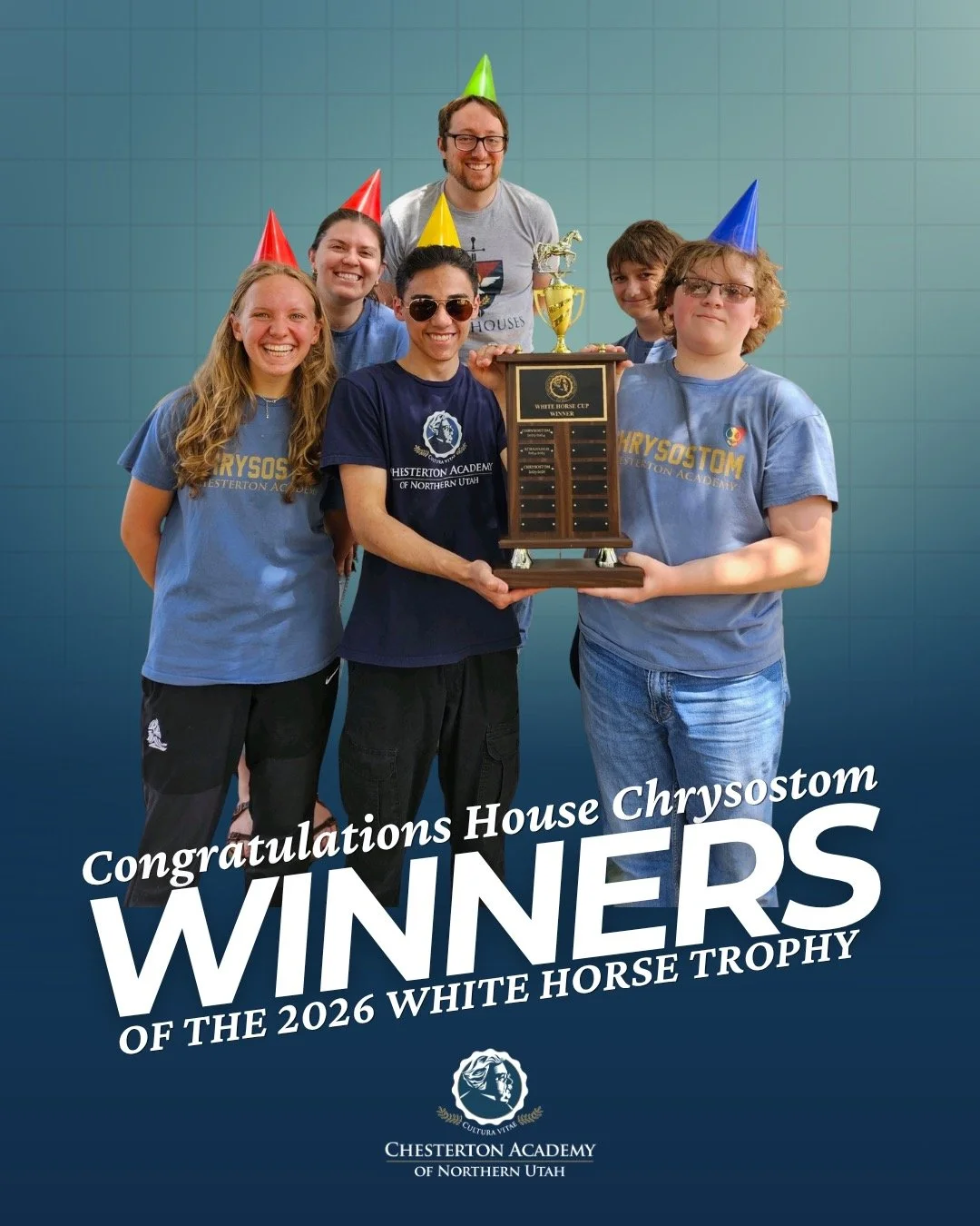The Chesterton Academy of Northern Utah 2026 White Horse Trophy goes to . . .

House Chrysostom! Congratulations!

Chesterton Academy&rsquo;s House system is drawn from the 1,000 year-old tradition of Christian education exemplified in the colleges a