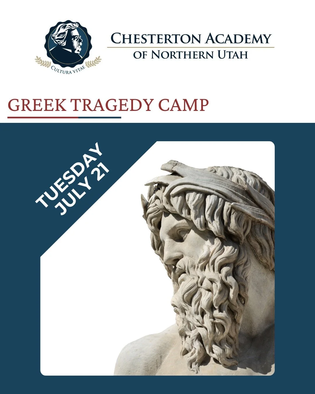 Register now for our amazing academic summer camps at CANU. Registration is due one week prior to any one camp.

Greek Tragedy Camp-July 21st (registration due July 14)

8:45 am to 3:45 pm (Optional Mass at 8:00 am)
197 East 500 South, Suite C Bounti