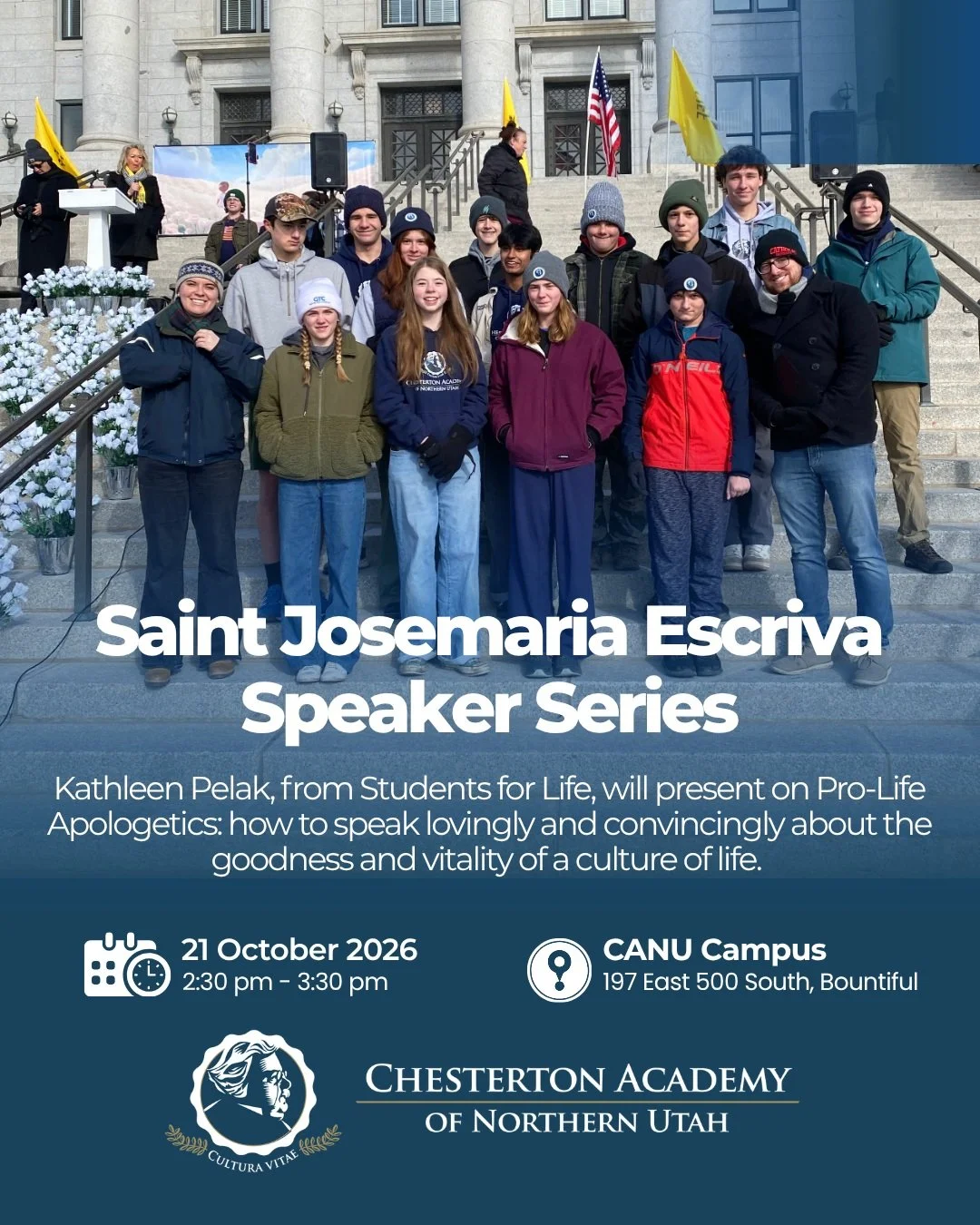 Open to the community, our Saint Josemaria Escriva Speaker Series welcomes Catholic professionals from all over the diocese to present on how their Catholic faith forms their personal and professional lives. 

Please join us for our October speaker, 