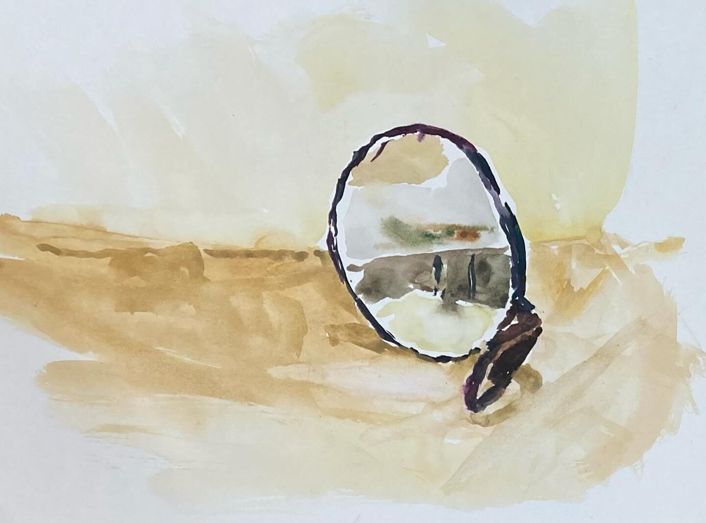 For the Central Vermont Refugee Action Network March Arts Marathon fundraiser (link in bio): Hand Mirror; watercolor, 12&rdquo;x9&rdquo;