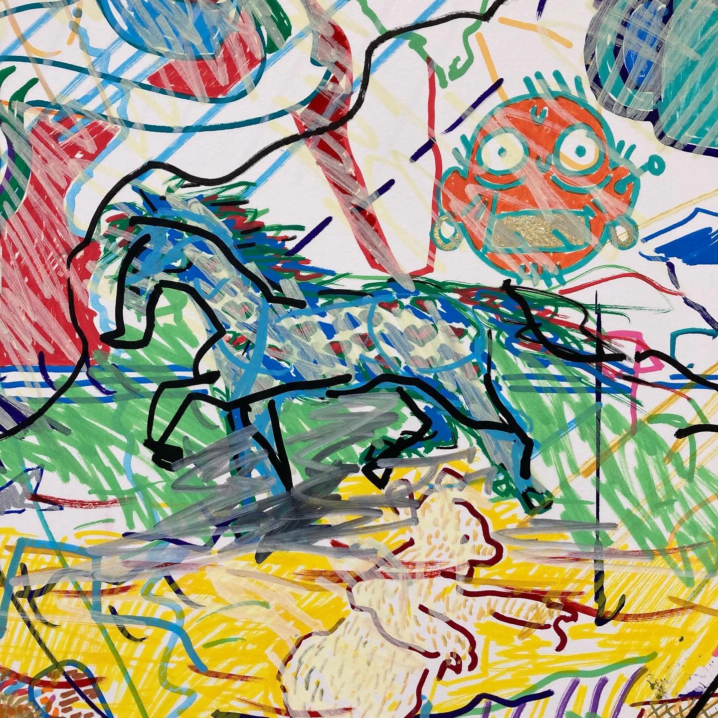 March Arts Marathon fundraiser for the Central Vermont Refugee Action Network (link in bio). This is a Free Draw panel at @gallerythefront and this was the last day it was up so I guess it&rsquo;s done! You can still donate though. March 30th: 49ish 