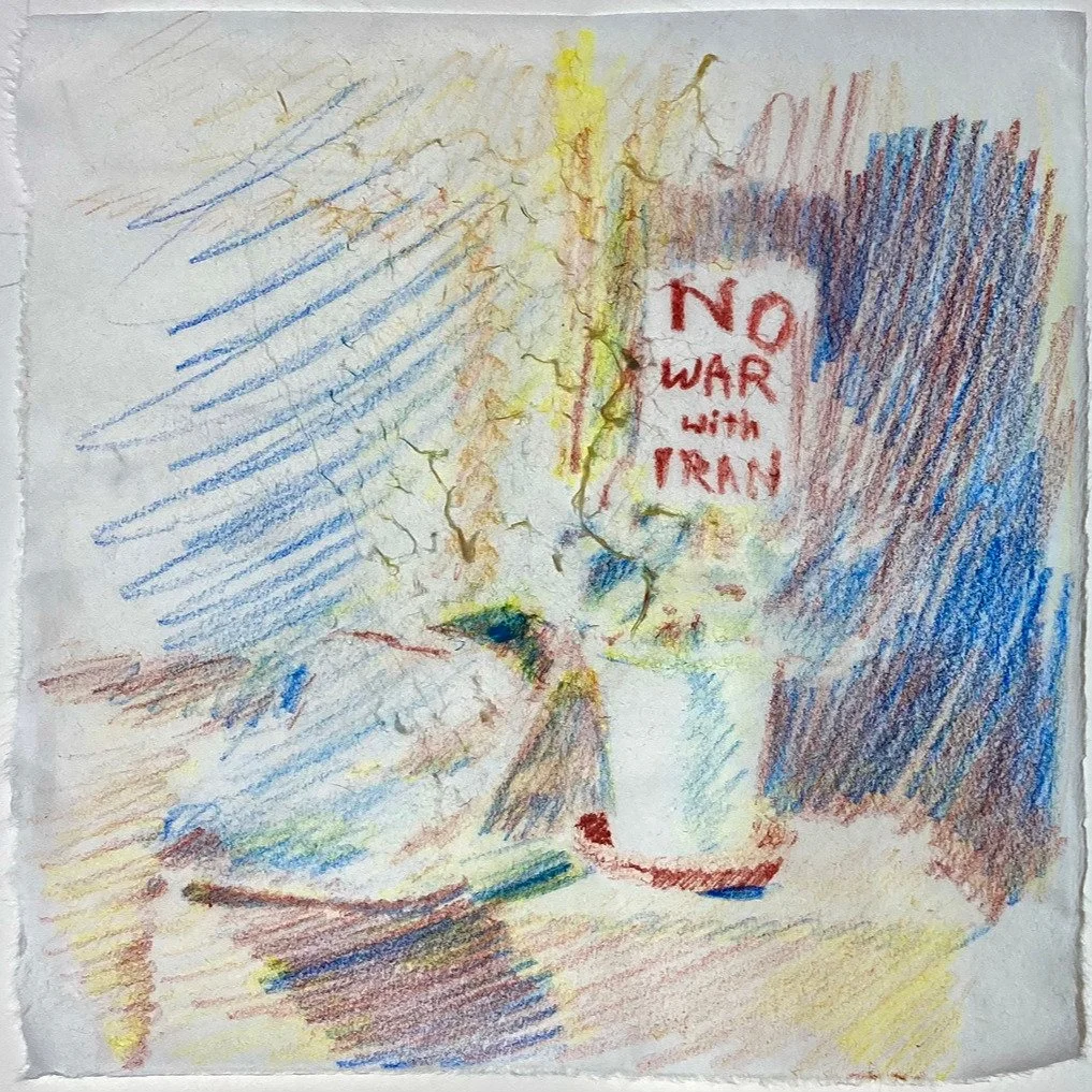 For the Central Vermont Refugee Action Network's March Arts Marathon. Please sponsor my marathon with a donation to CVRAN! Link in bio.

COSL 2 (pencil), 2026, colored pencil on paper, 9" square. Made with a camera obscura.