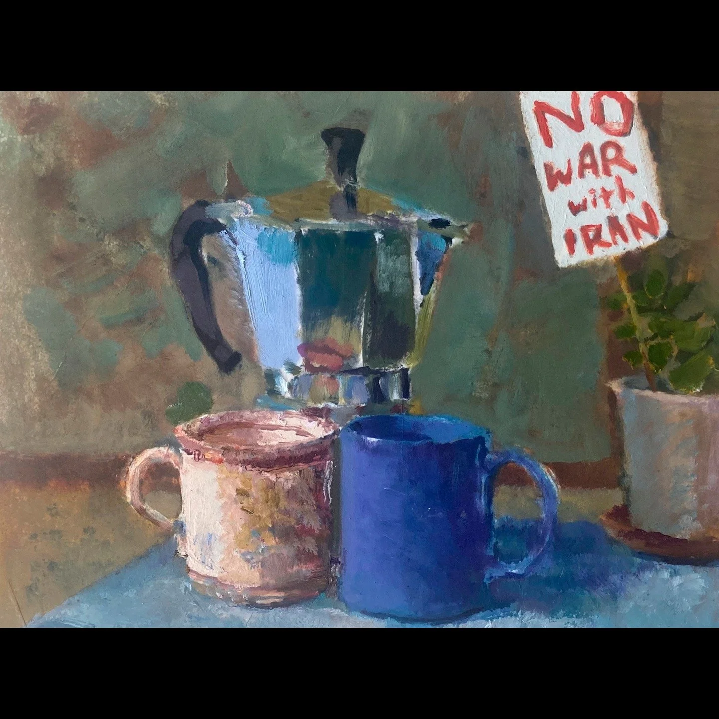March 19, Central Vermont Refugee Action Network's March Arts Marathon. Please sponsor! Link in bio.
Camera Obscura Still Life 17, 2026, oil on panel, 9" x 12". Made using a camera obscura.