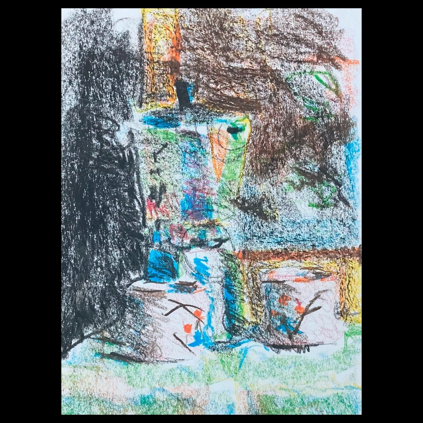 Hey! We're in the last few days of my Refugee Action Network fundraiser, so if you've been enjoying it please consider a contribution. (link in bio)
Camera Obscura Still Life 22, 2026, crayon on paper, 9" x 12". Made using a camera obscura.