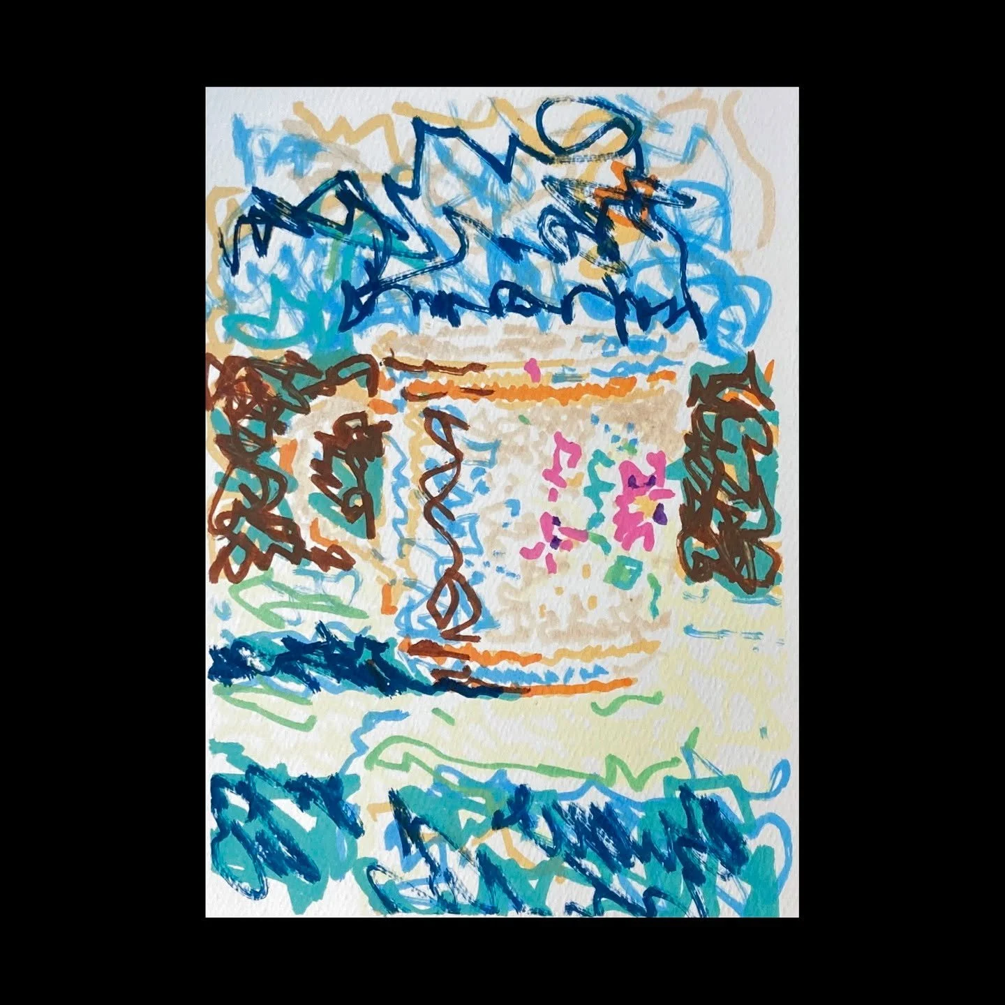 LAST DAY of the Refugee Action Network fundraiser, so if you've been enjoying it please consider a contribution (link in bio).
Camera Obscura Still Life 26, 2026, marker on paper, 5" x 7". Made using a camera obscura.