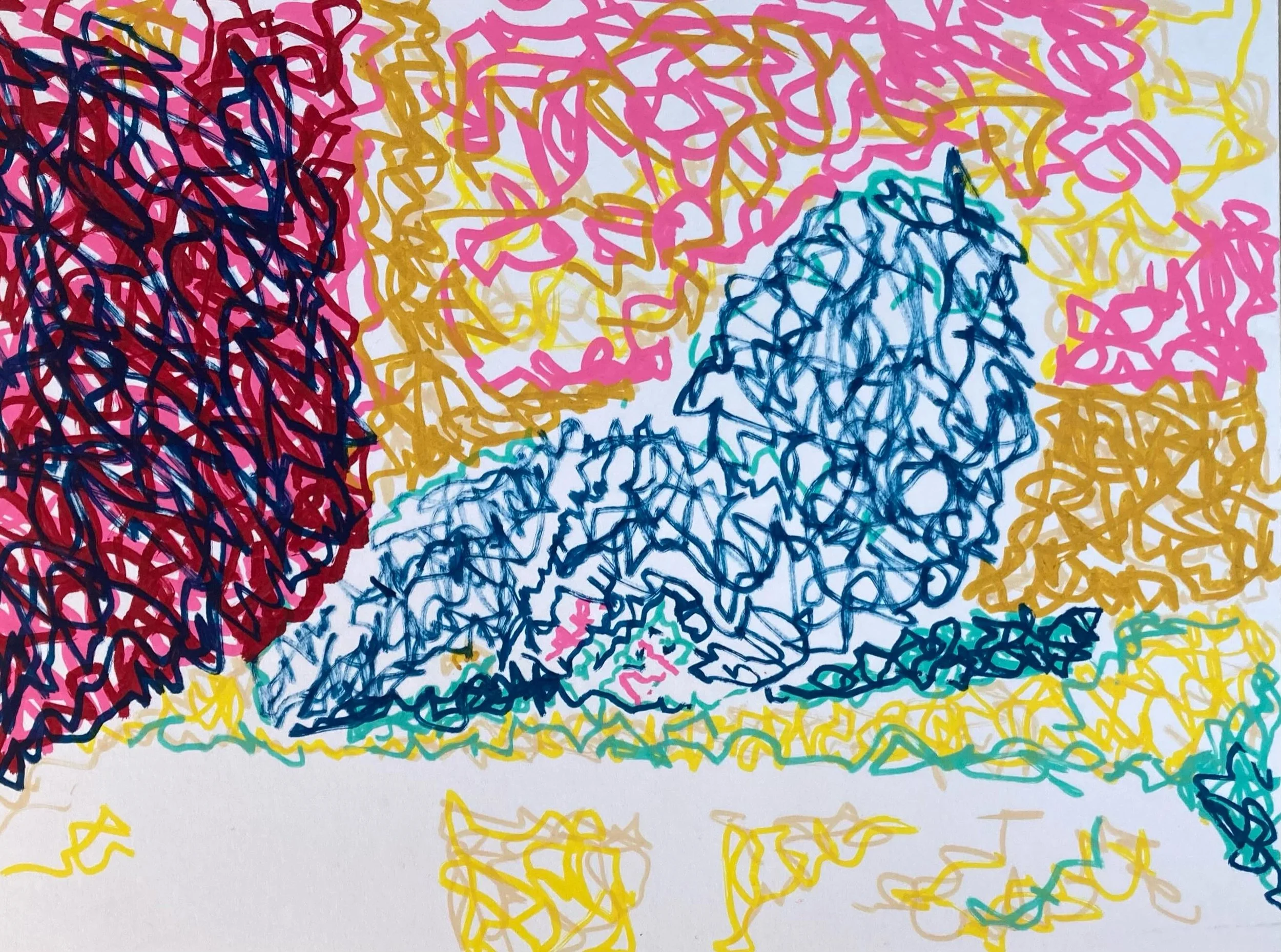 On display for @openstudioweekend coming up: &ldquo;Hat 1,&rdquo; acrylic marker on museum board, 2026, 12x9&rdquo;. Made using a camera obscura. It might be different by the time you come see it; with luck it will be better!