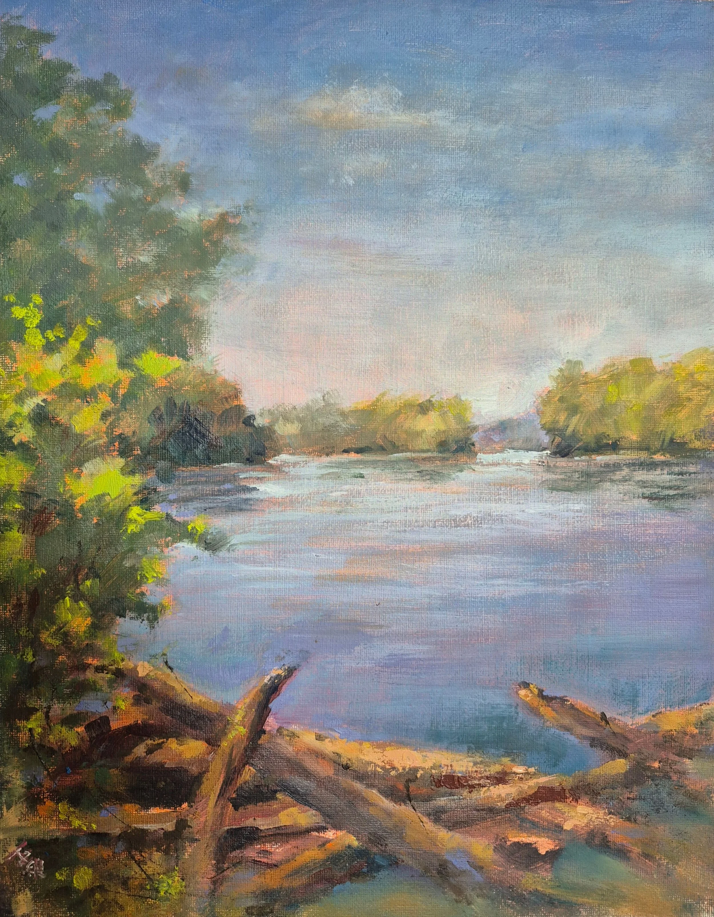 By the River 14x11 Oil