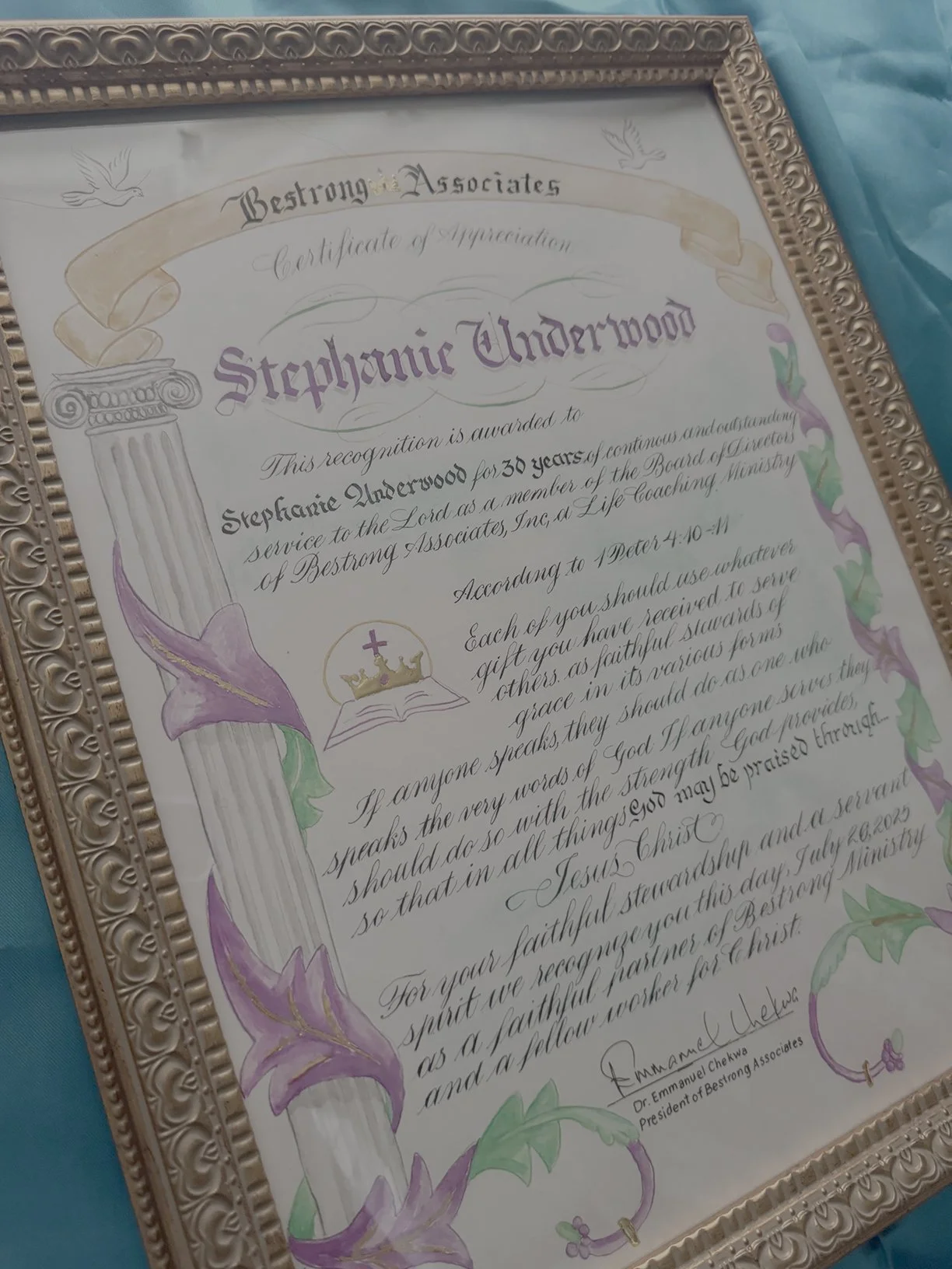 Engrossed Certificate (Hand-Painted)