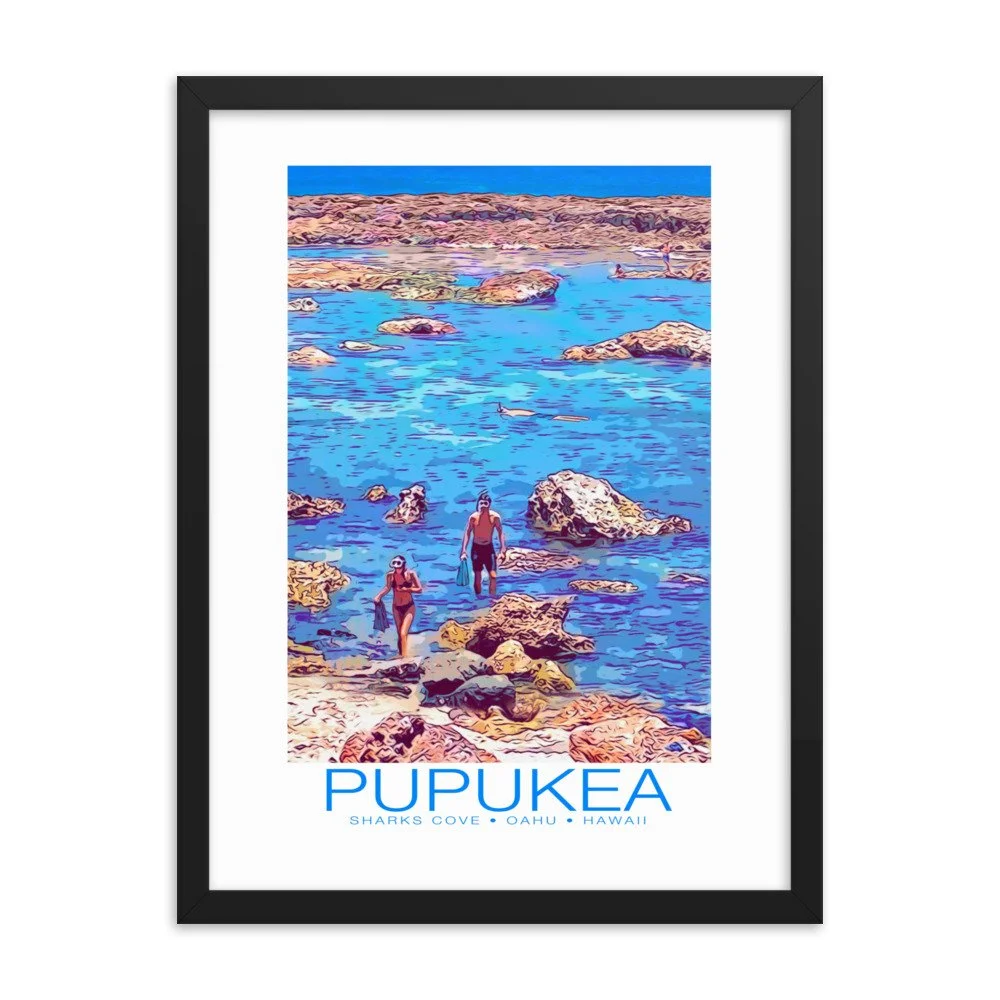 Pupukea Sharks Cove Oahu Hawaii Giclee Print Framed — Pop